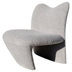 Vintage Gray Bouclé Lounge/Dining Chairs, Attributed to Giancarlo Piretti