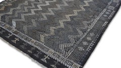 Vintage Gray Brown and Ivory Zigzag Tulu Kilim 5'10''x9'4''