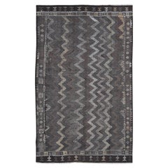Vintage Kilim Tulu a zigzag grigio, marrone e avorio 5'10''x9'4''