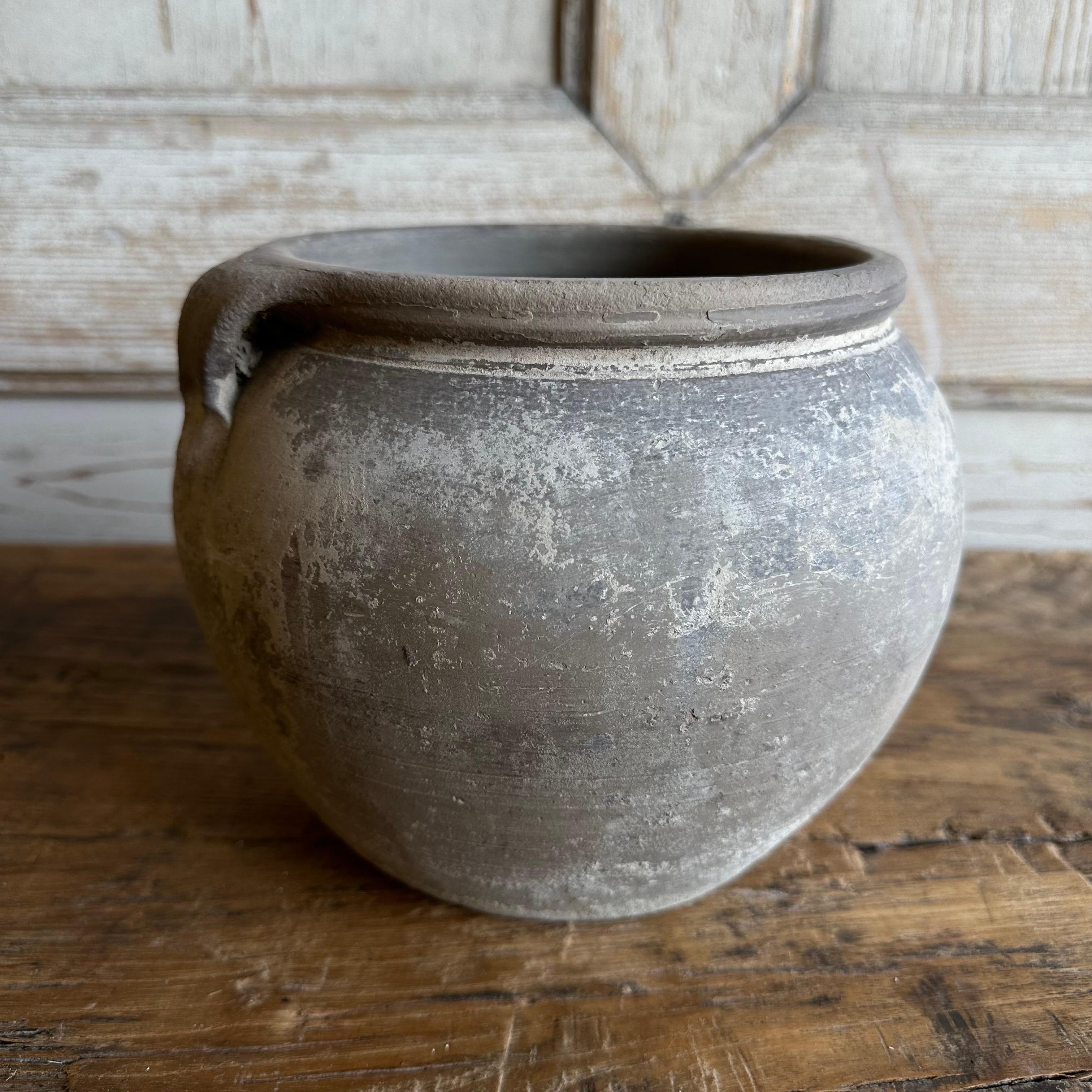 Organic Modern Vintage Gray Clay Weathered Pottery