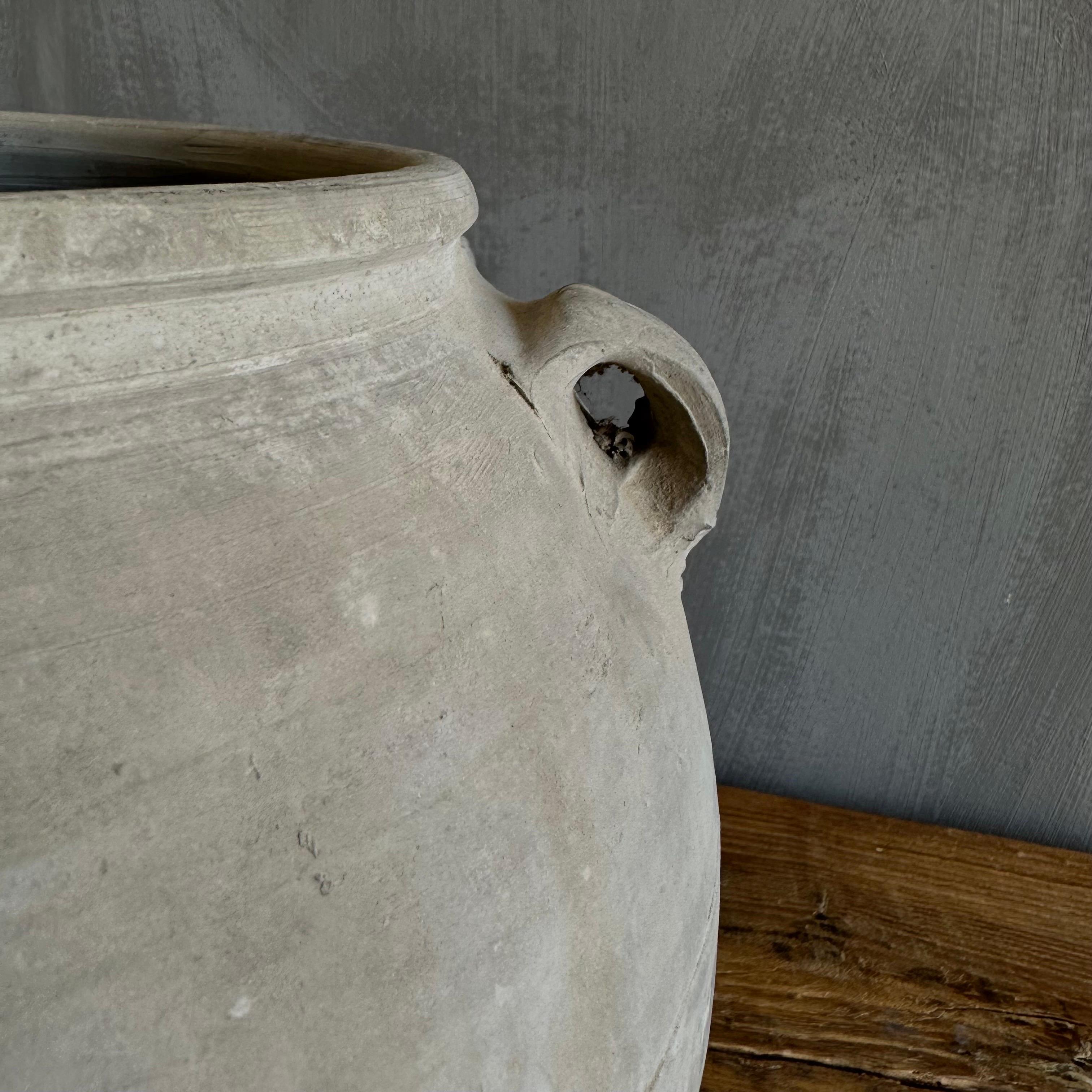 Organic Modern Vintage Gray Clay Weathered Pottery