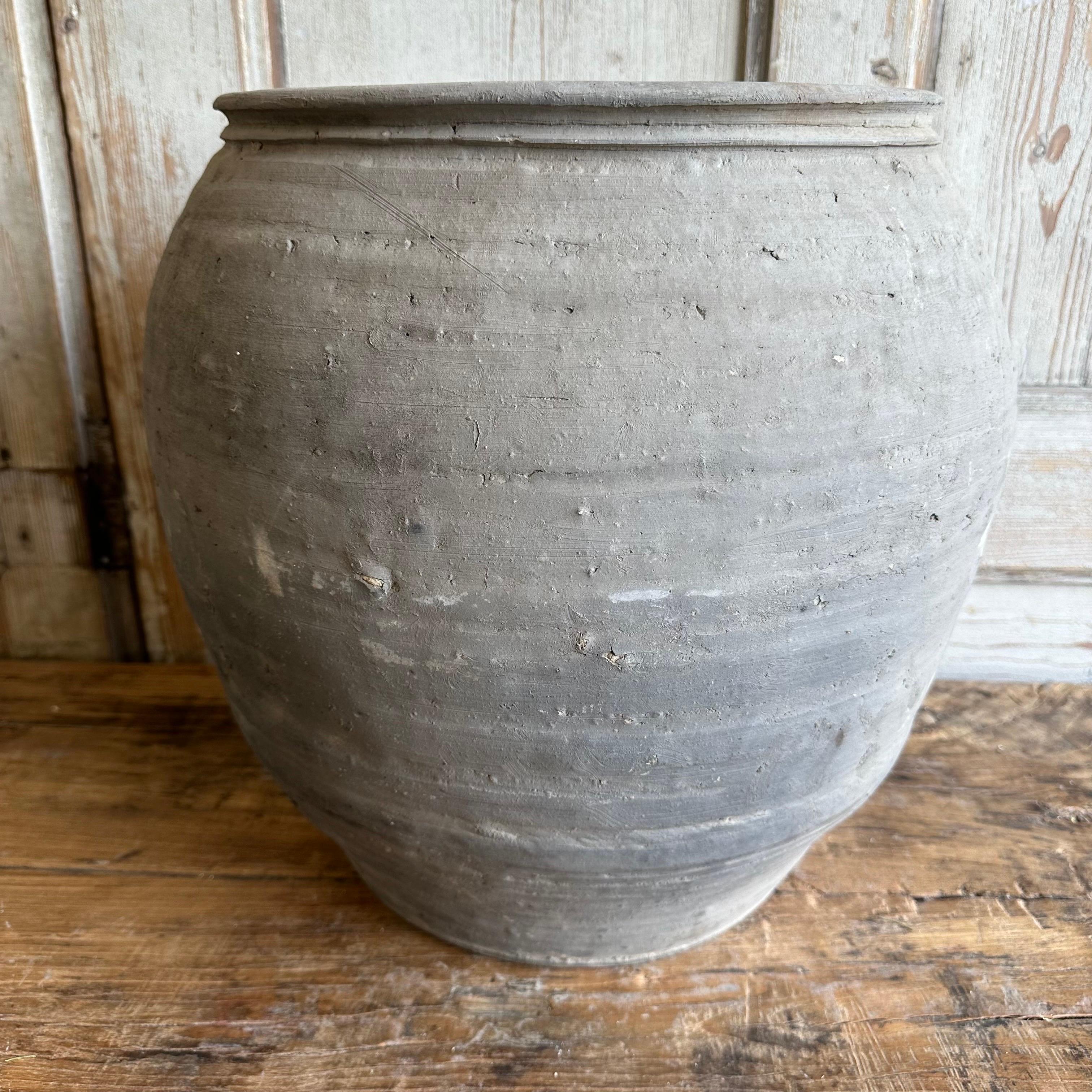 Asian Vintage Gray Clay Weathered Pottery