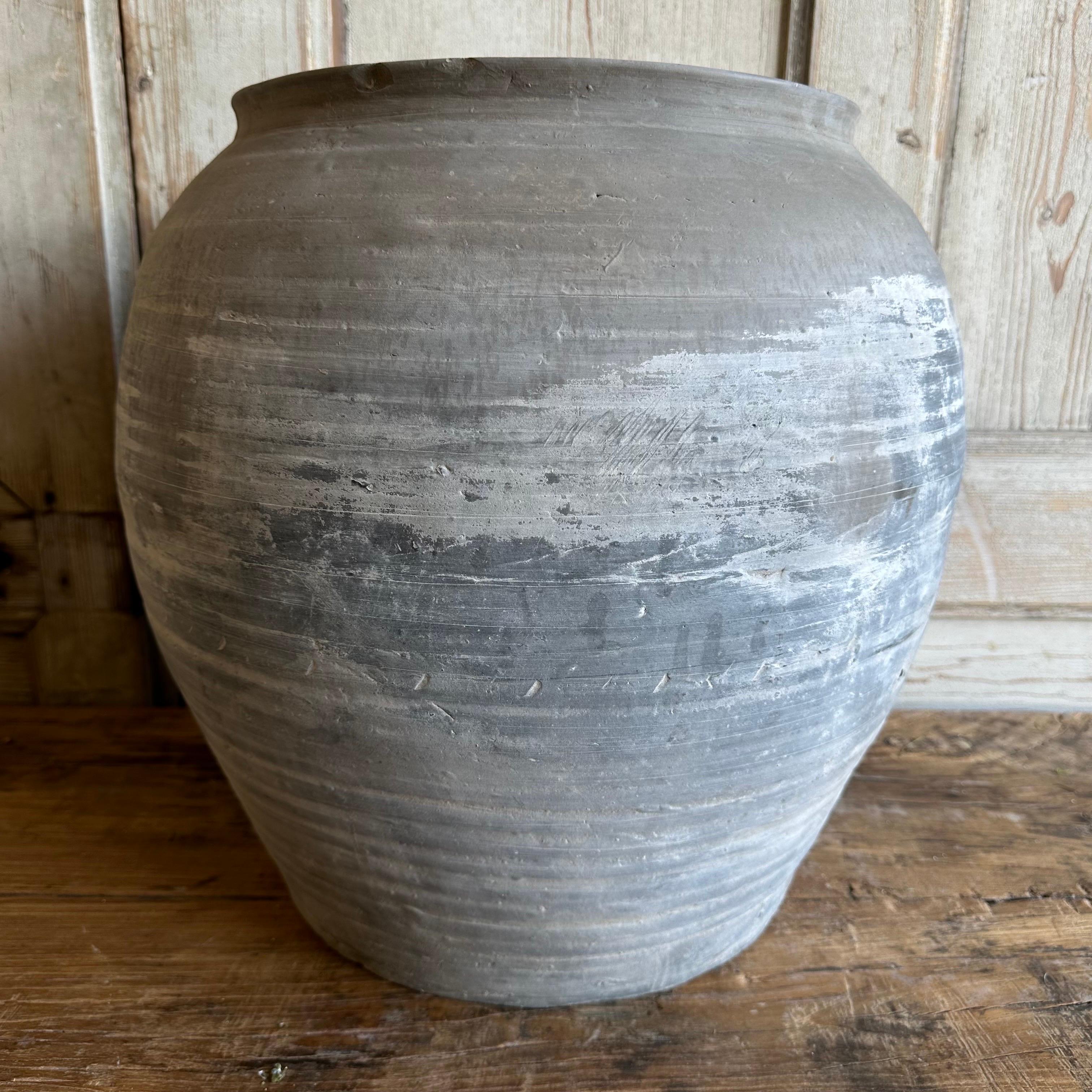 Vintage Gray Clay Weathered Pottery In Good Condition In Brea, CA