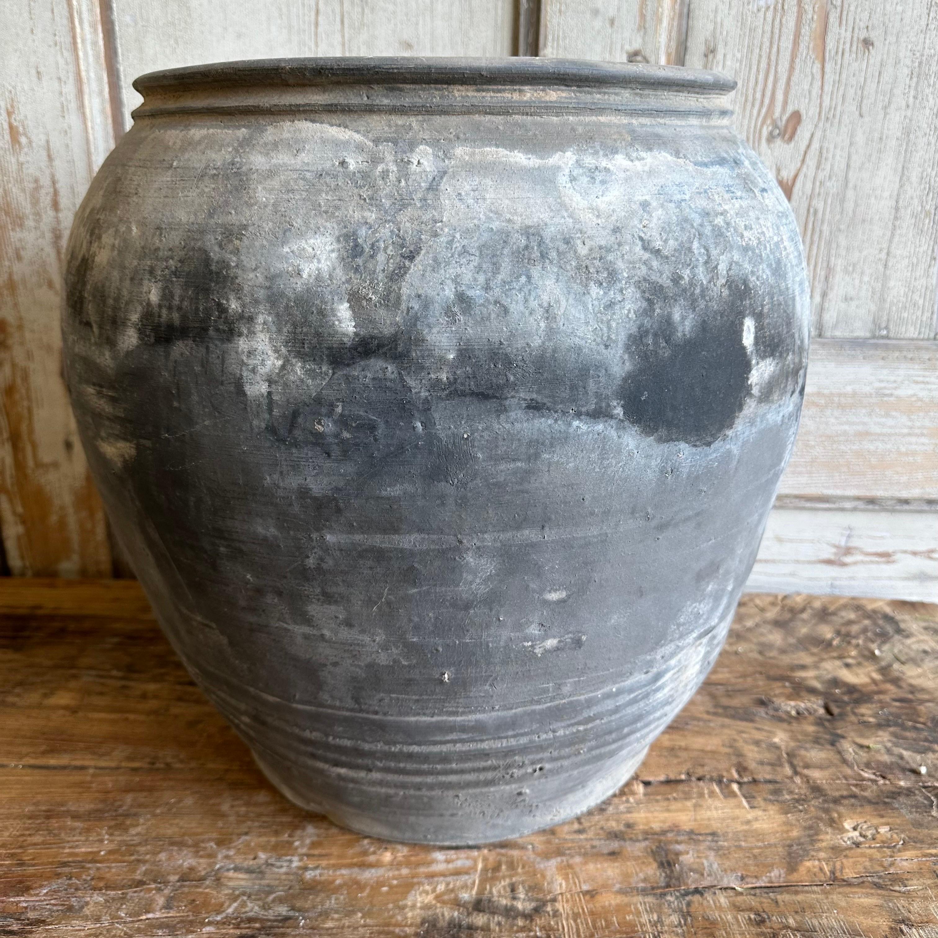 Vintage Gray Clay Weathered Pottery For Sale 2
