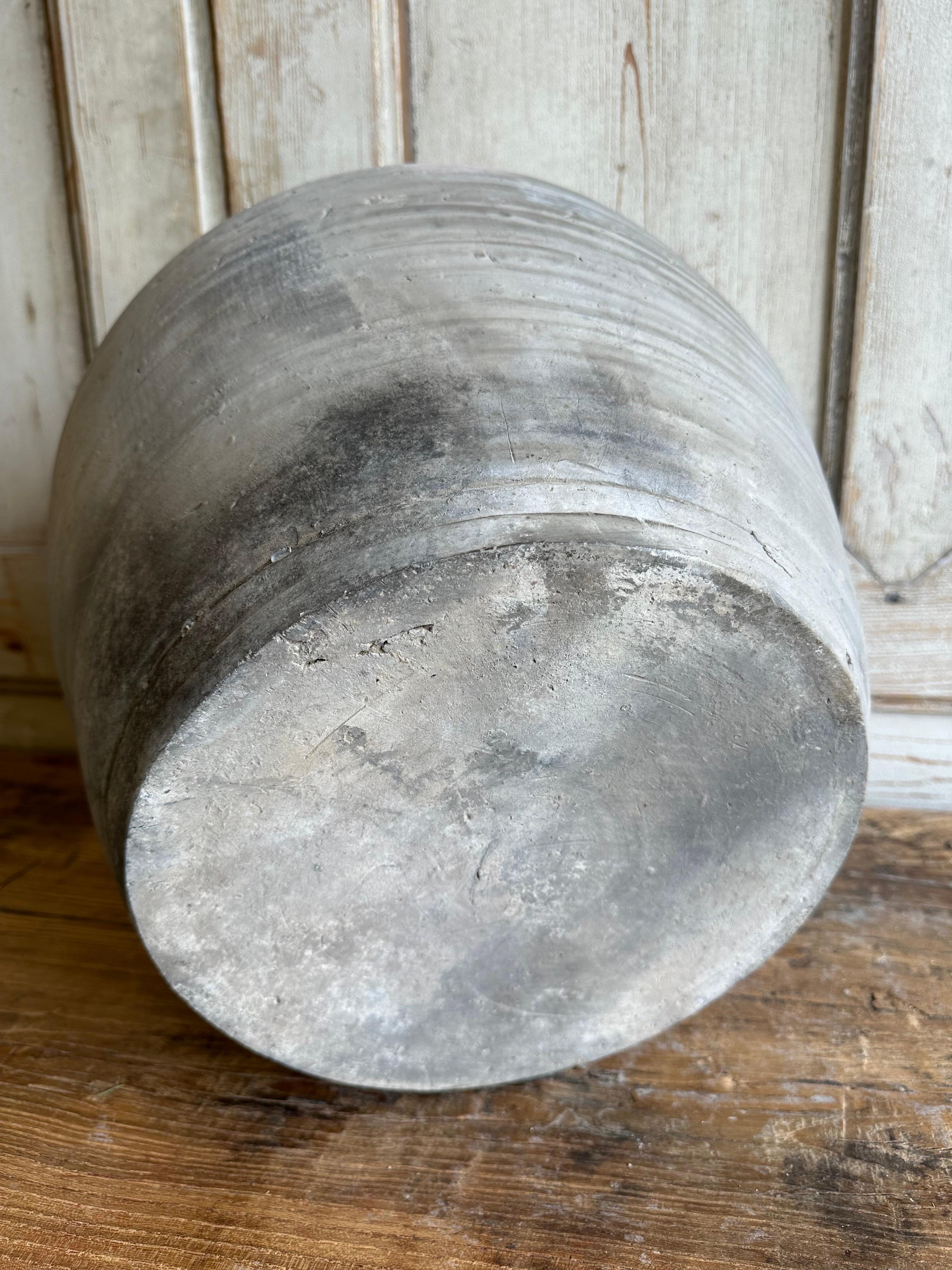 Vintage Gray Clay Weathered Pottery For Sale 2