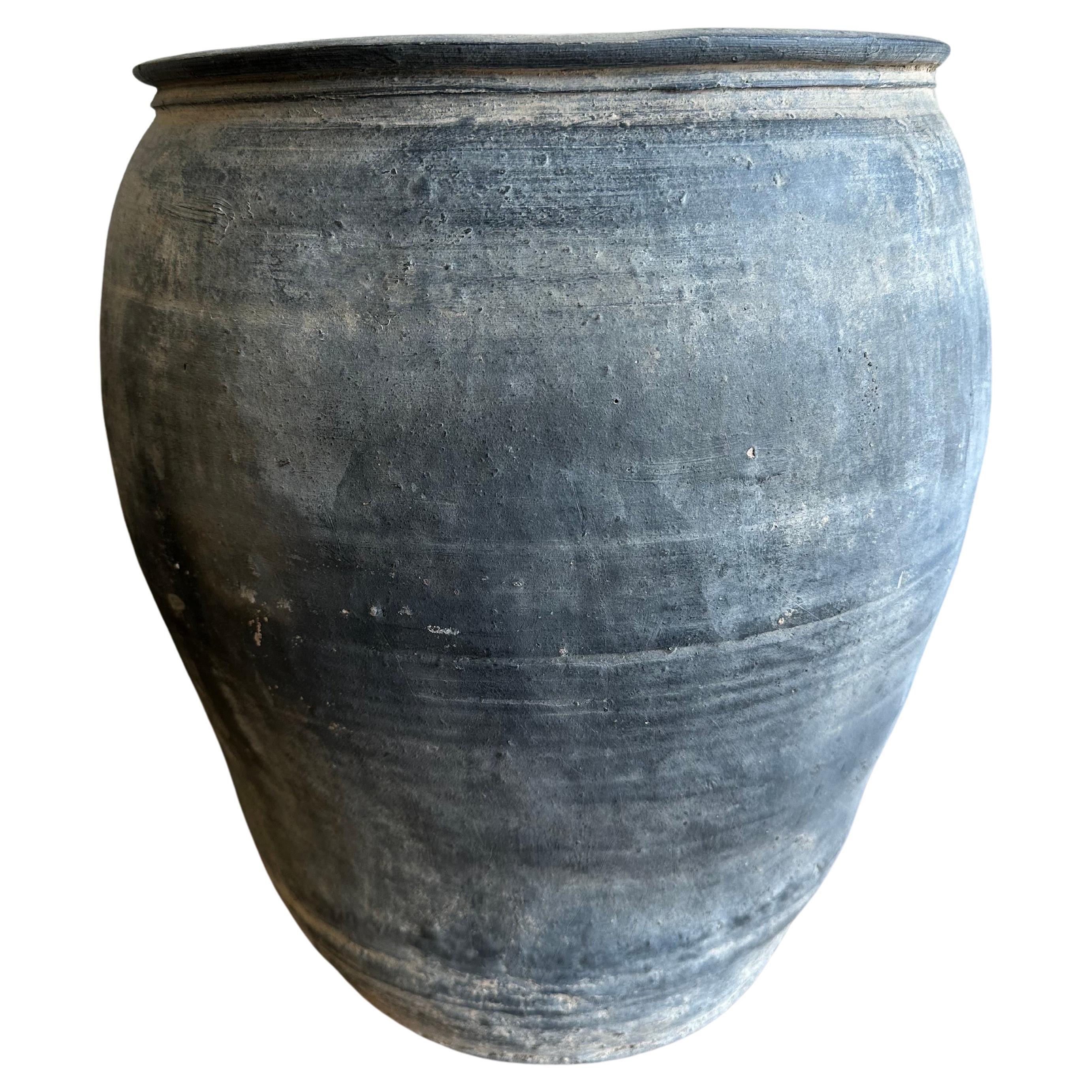 Vintage Gray Clay Weathered Pottery For Sale