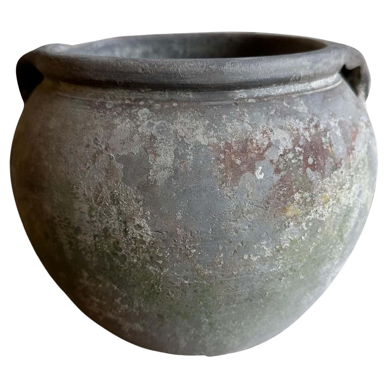 Vintage Gray Clay Weathered Pottery For Sale