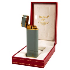Vintage Gray Lacquered Cartier Les Must Lighter in Box 1970s