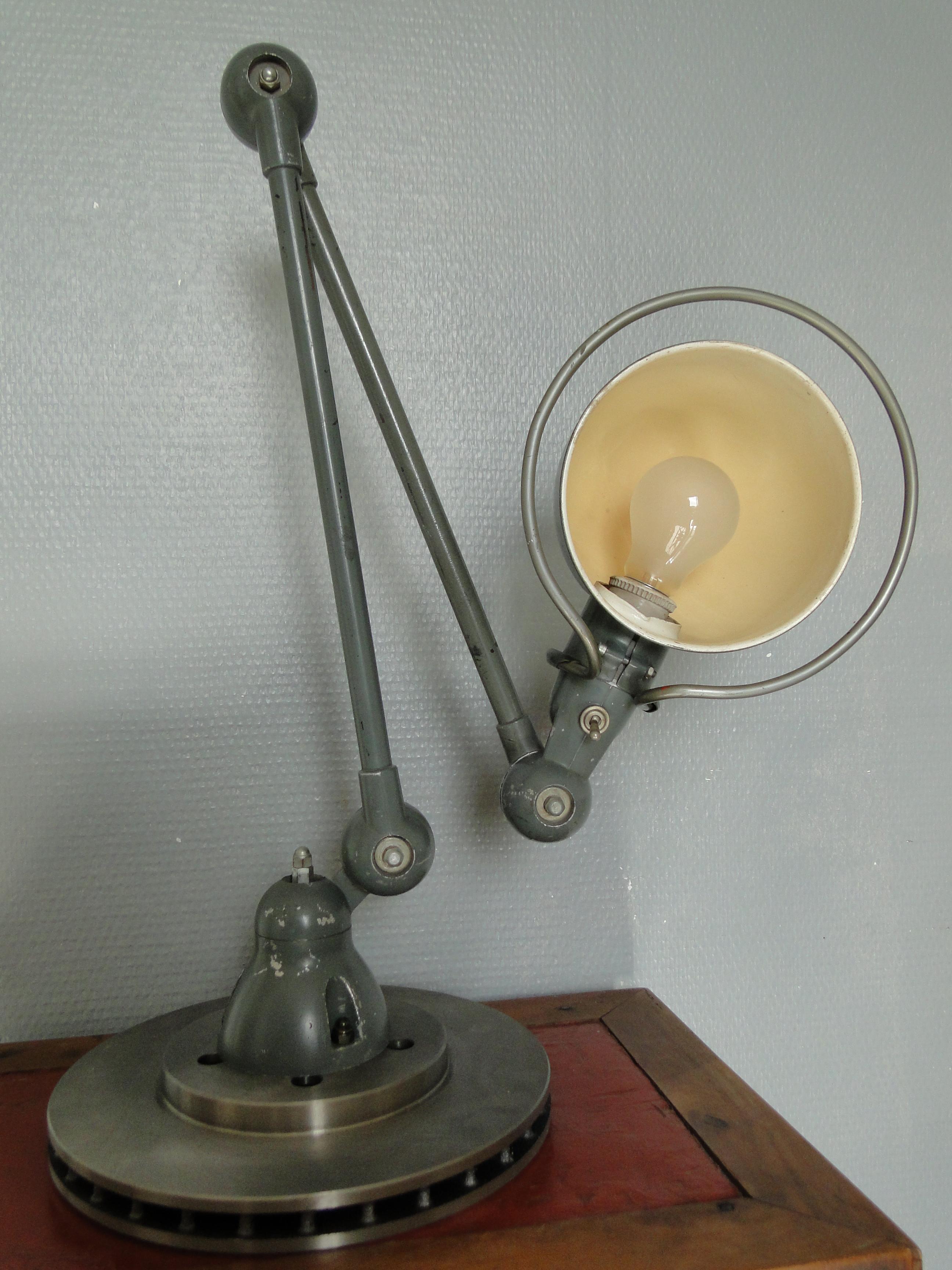 Jean Louis Domecq Jielde Vintage Gray Lamp  2 Arms France For Sale 3