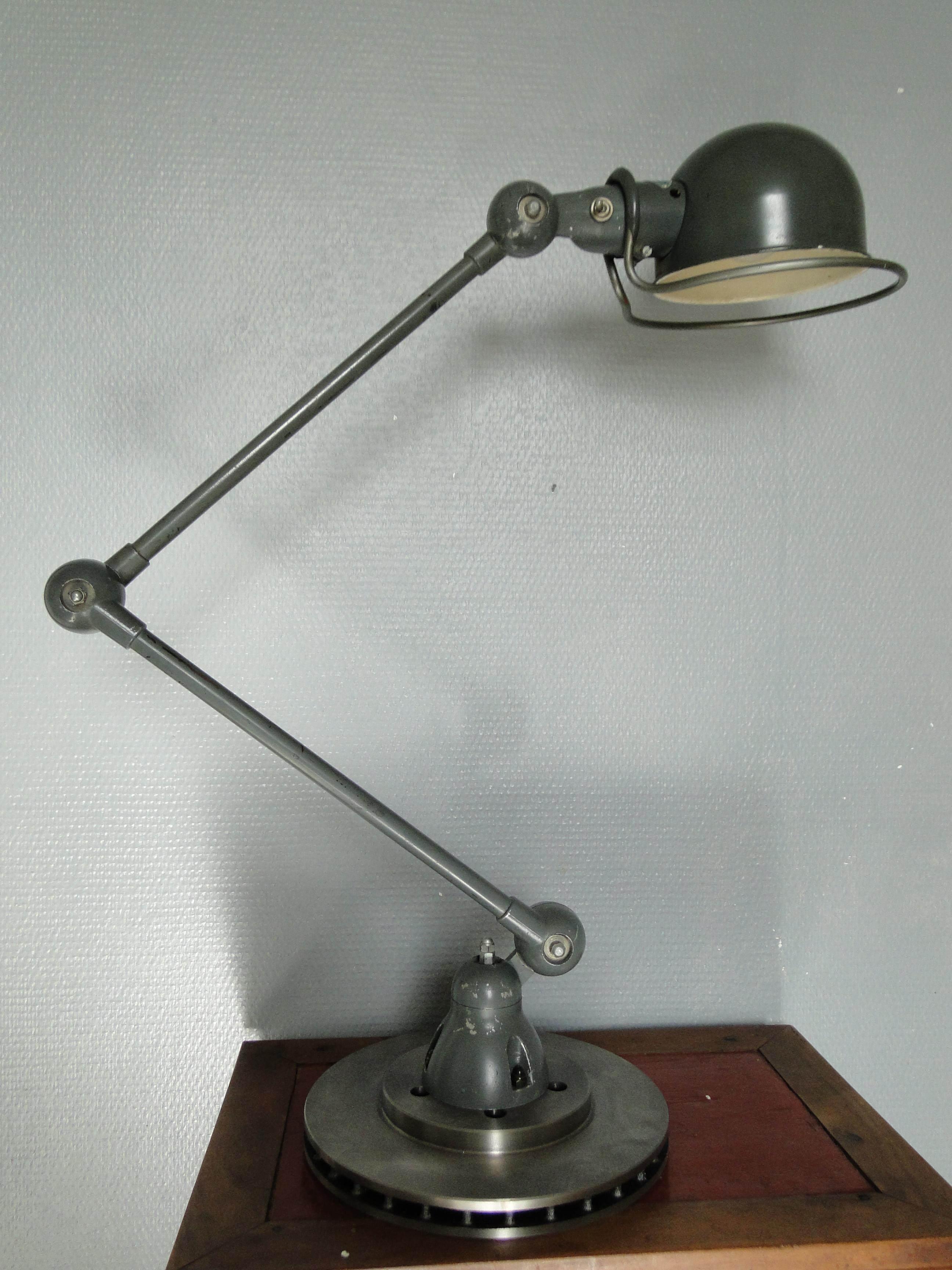 Industrial Jean Louis Domecq Jielde Vintage Gray Lamp  2 Arms France For Sale