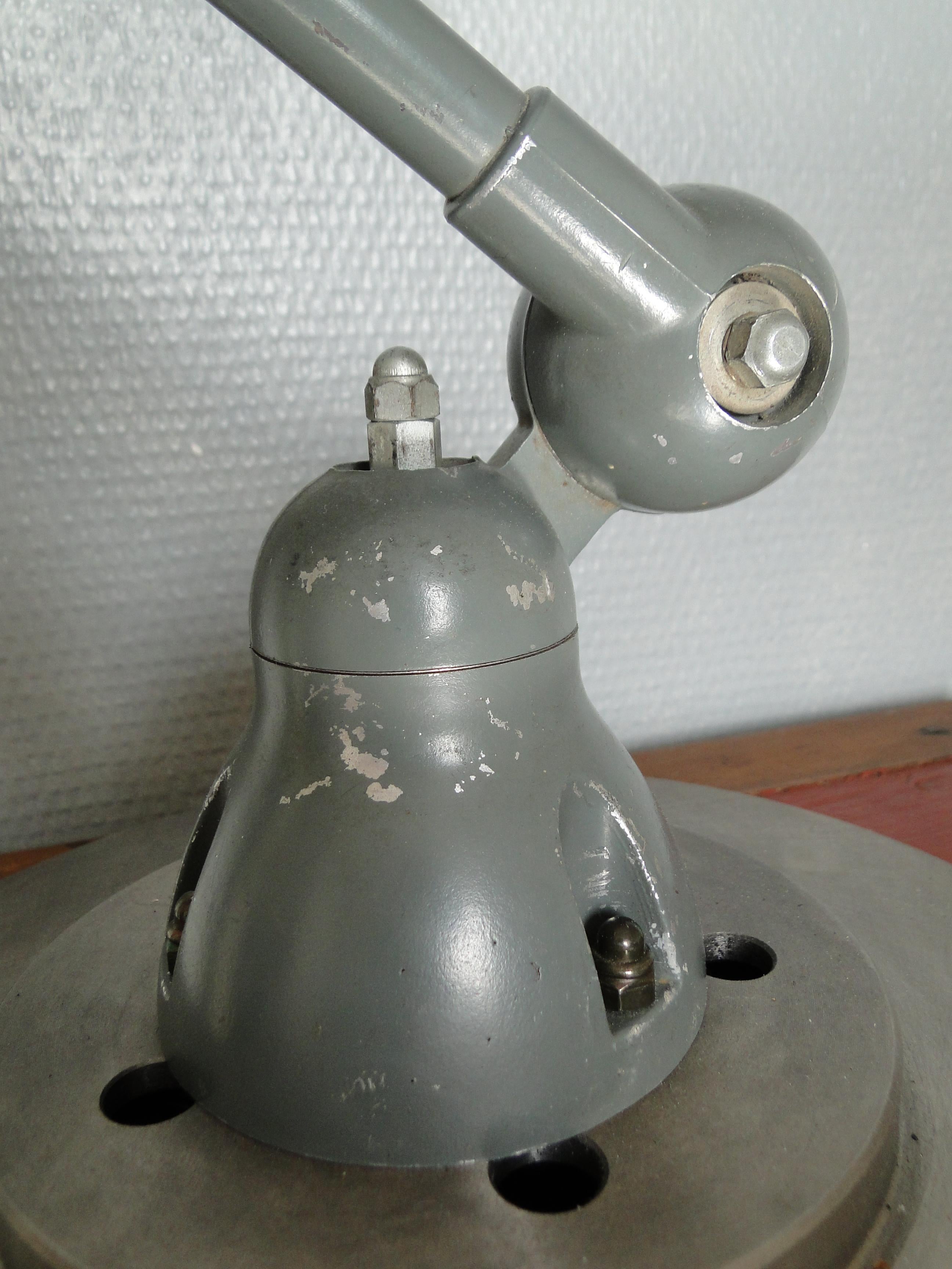 French Jean Louis Domecq Jielde Vintage Gray Lamp  2 Arms France For Sale