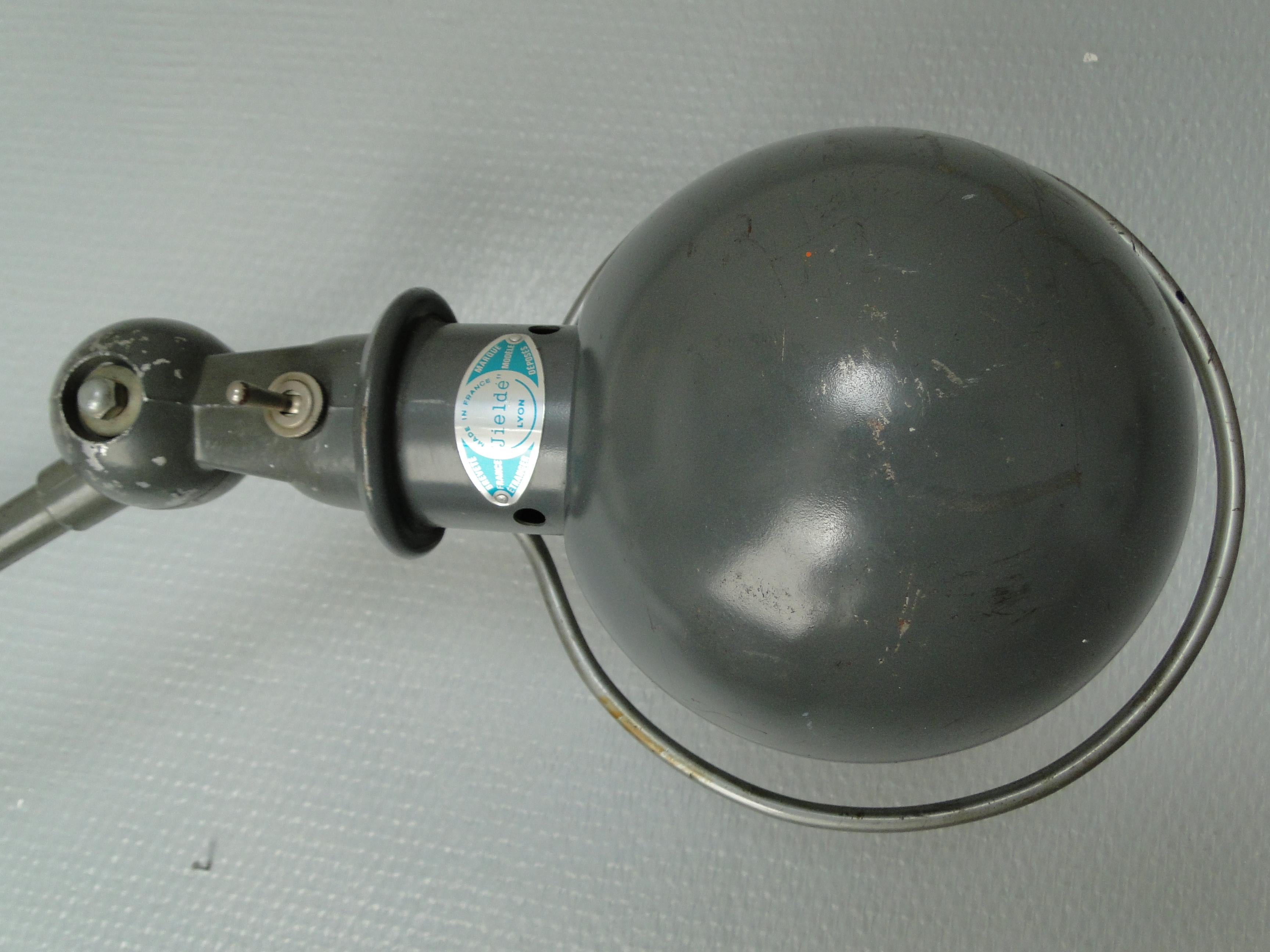Industrial Jean Louis Domecq Jielde Vintage Gray Lamp 2 Arms France For Sale