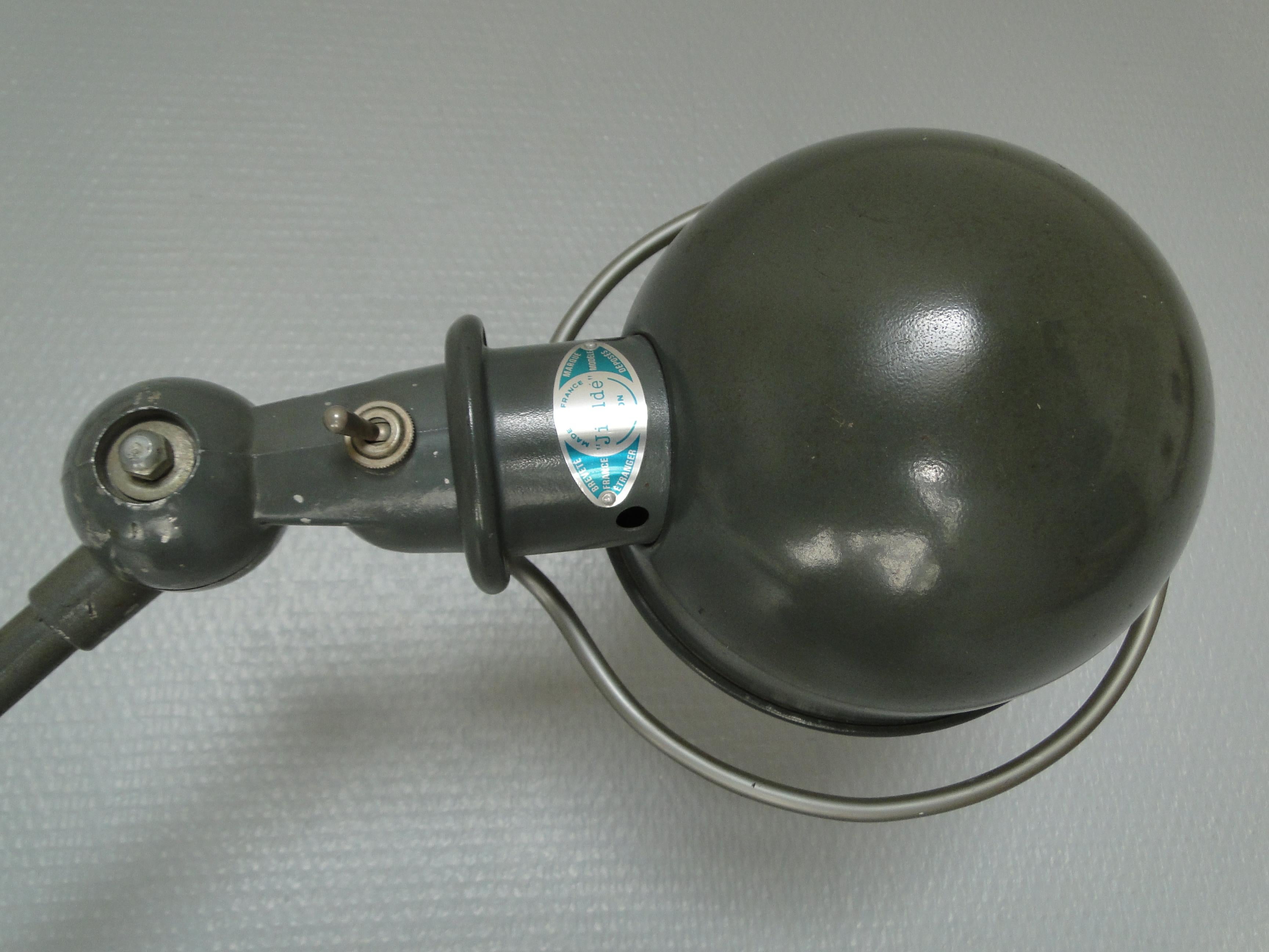 20th Century Jean Louis Domecq Jielde Vintage Gray Lamp  2 Arms France For Sale