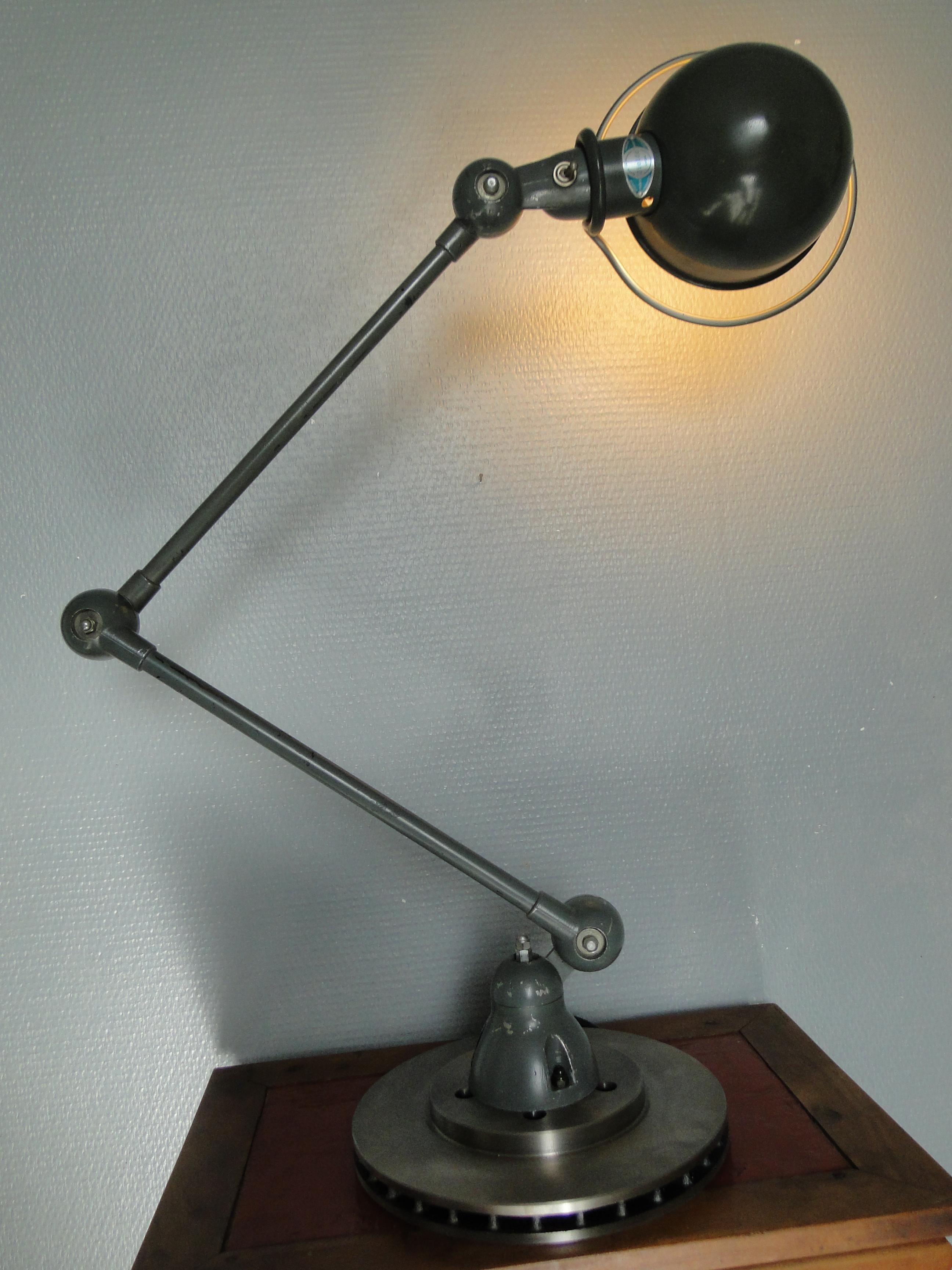 Aluminum Jean Louis Domecq Jielde Vintage Gray Lamp  2 Arms France For Sale