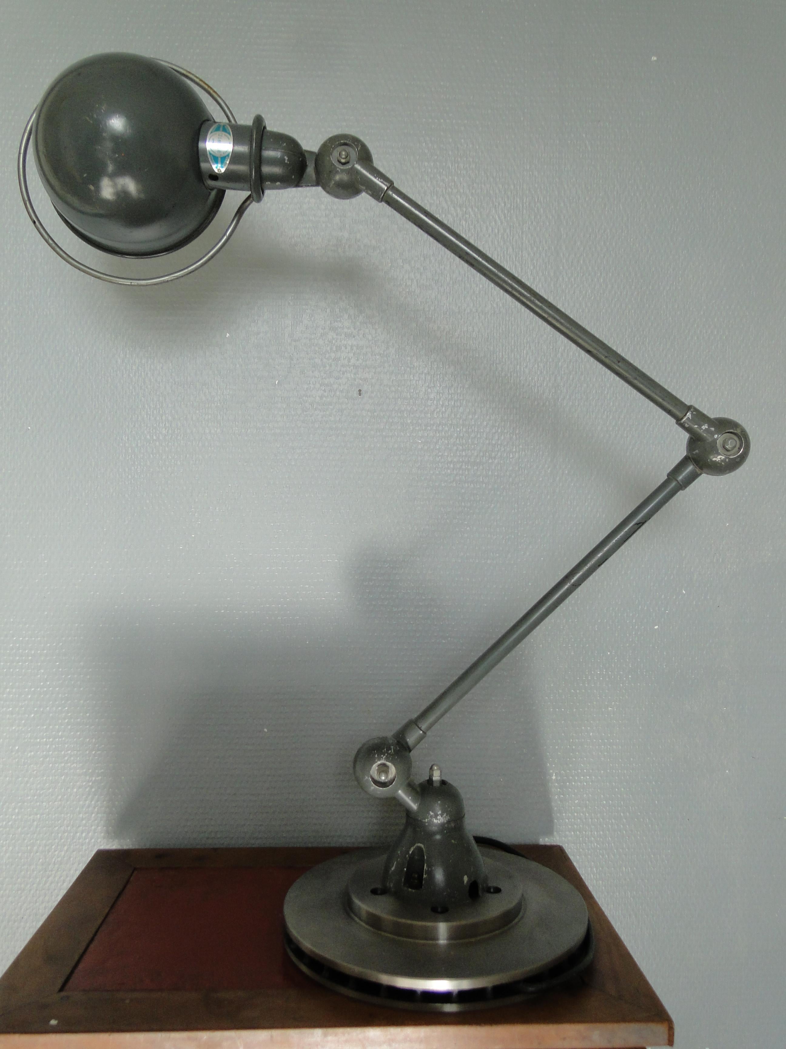 Jean Louis Domecq Jielde Vintage Gray Lamp 2 Arms France In Good Condition For Sale In Lège Cap Ferret, FR