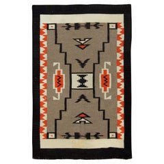 Tappeto grigio vintage dei nativi americani Navajo 3'9 X 5'1