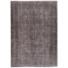 Vintage Gray Overdyed Handmade Wool Rug