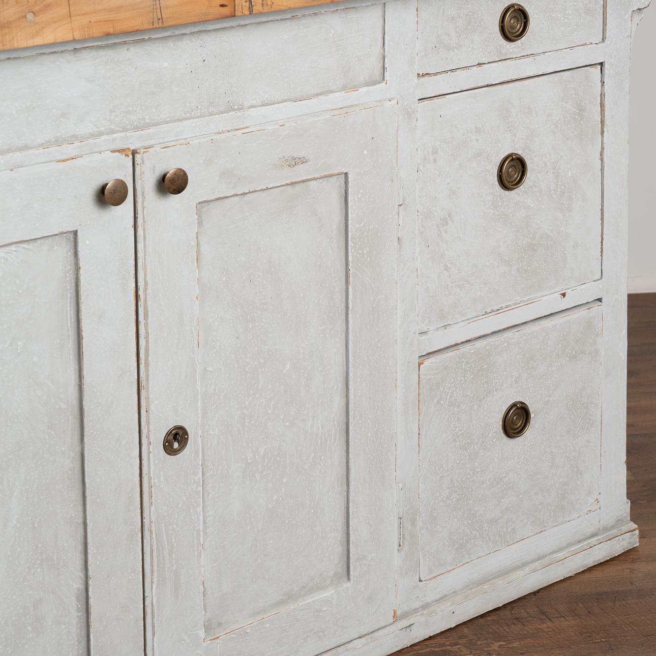 Vintage Gray Painted Shop Counter Free Standing Kitchen Island, Sweden circa 186 2