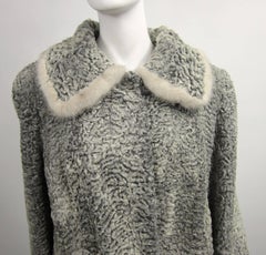 Persian Lamb Astrakhan - Mink fur Car coat Jacket Grey Large Vintage