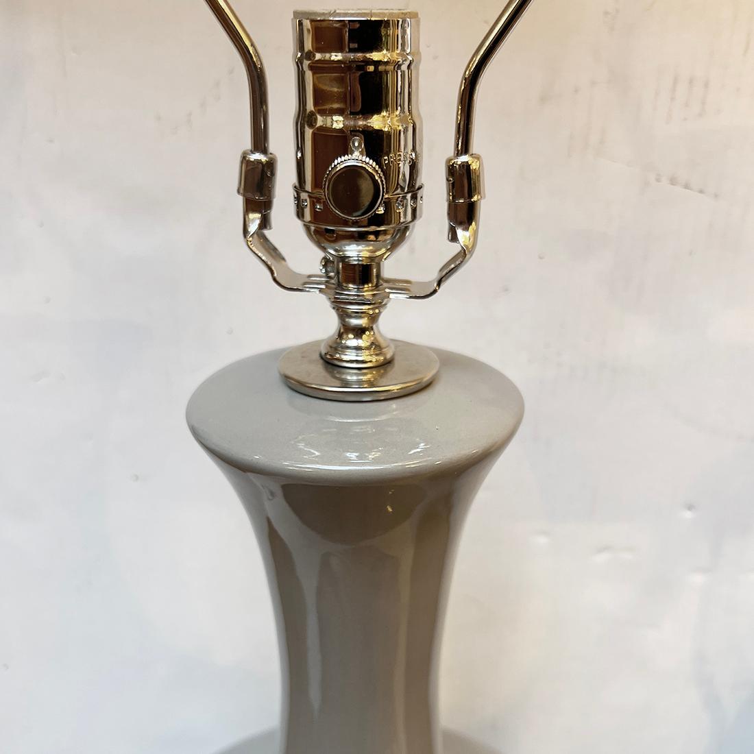 French Vintage Gray Porcelain Lamps For Sale