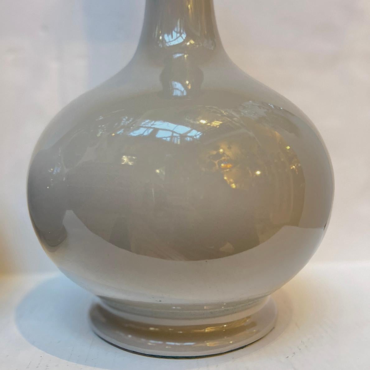 Vintage Gray Porcelain Lamps In Good Condition For Sale In New York, NY