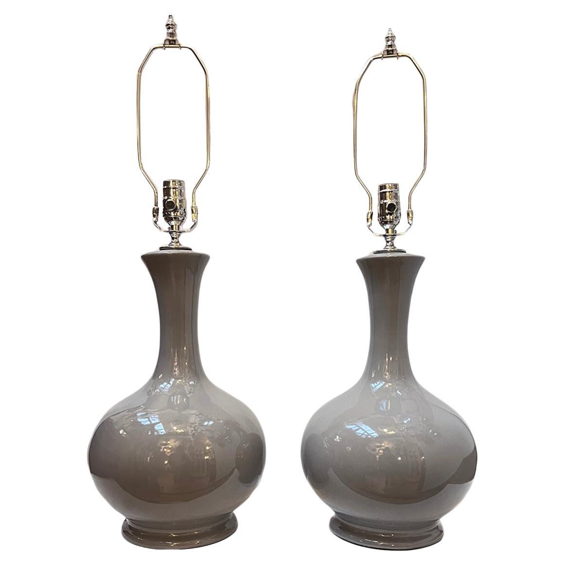 Vintage Gray Porcelain Lamps For Sale
