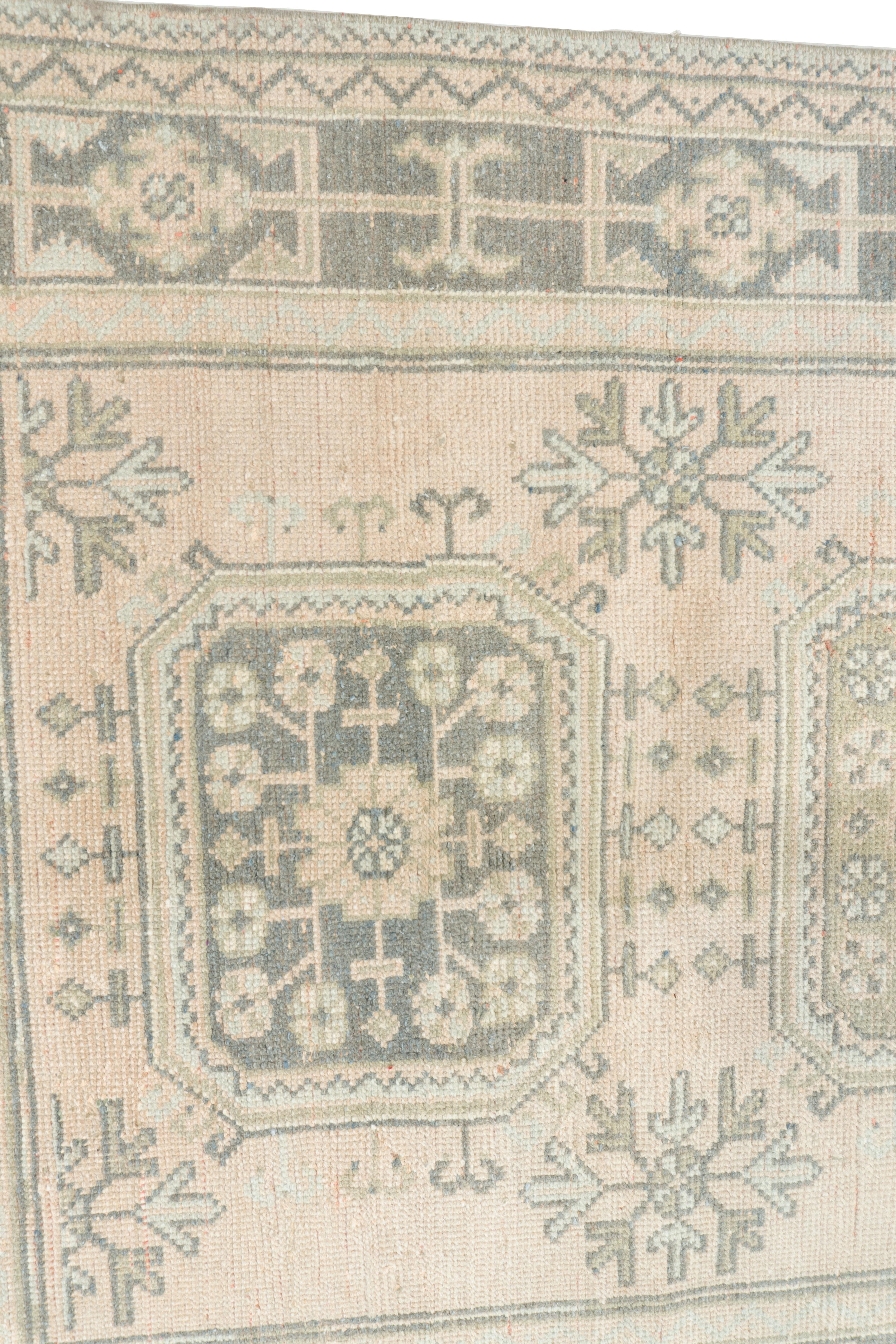 Vintage Gray Türkisch Oushak Anatolian Läufer 4'5 X 10'11 im Angebot 2