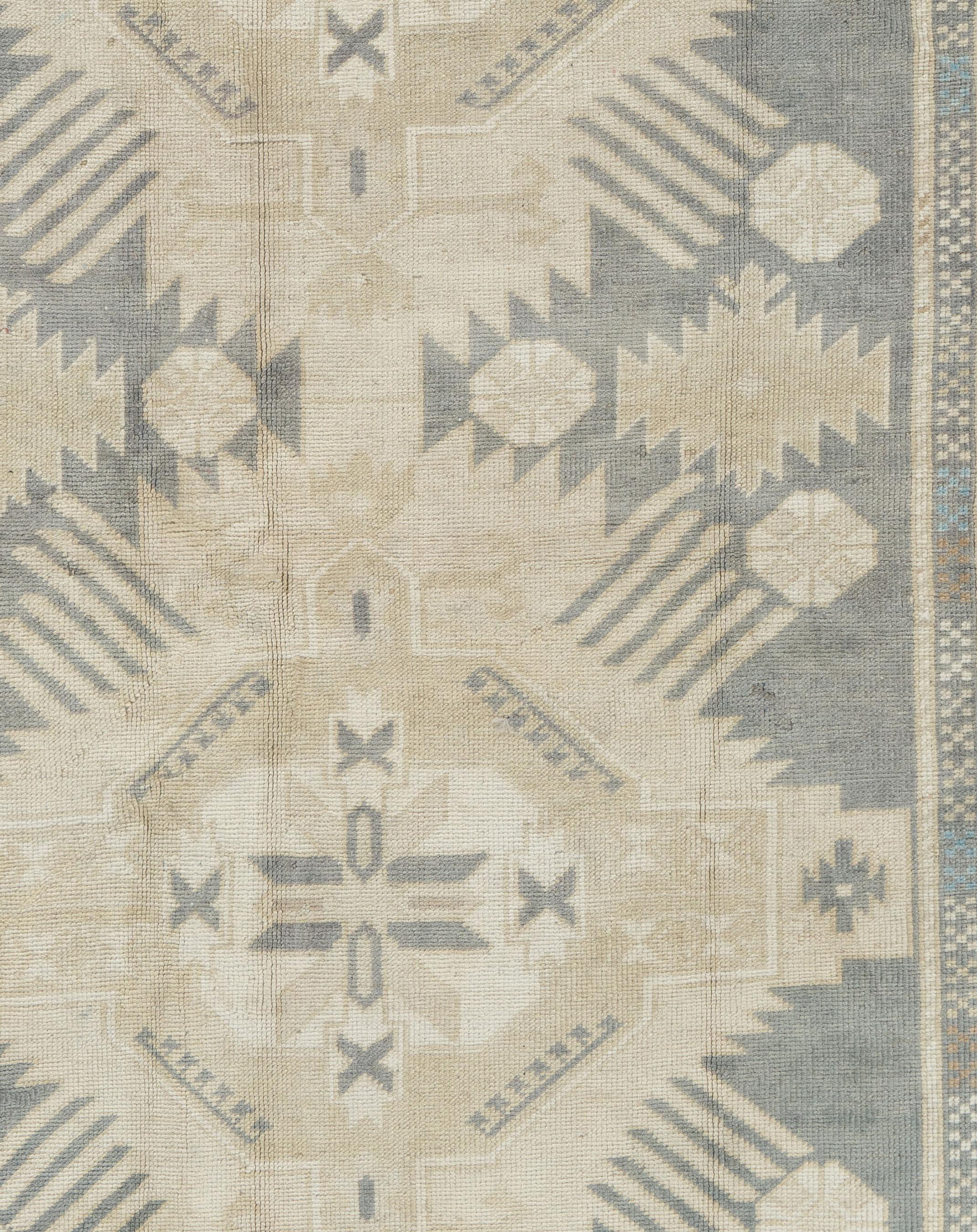 Grauer türkischer Oushak-Teppich im Vintage-Stil 4' X 6' im Angebot 1