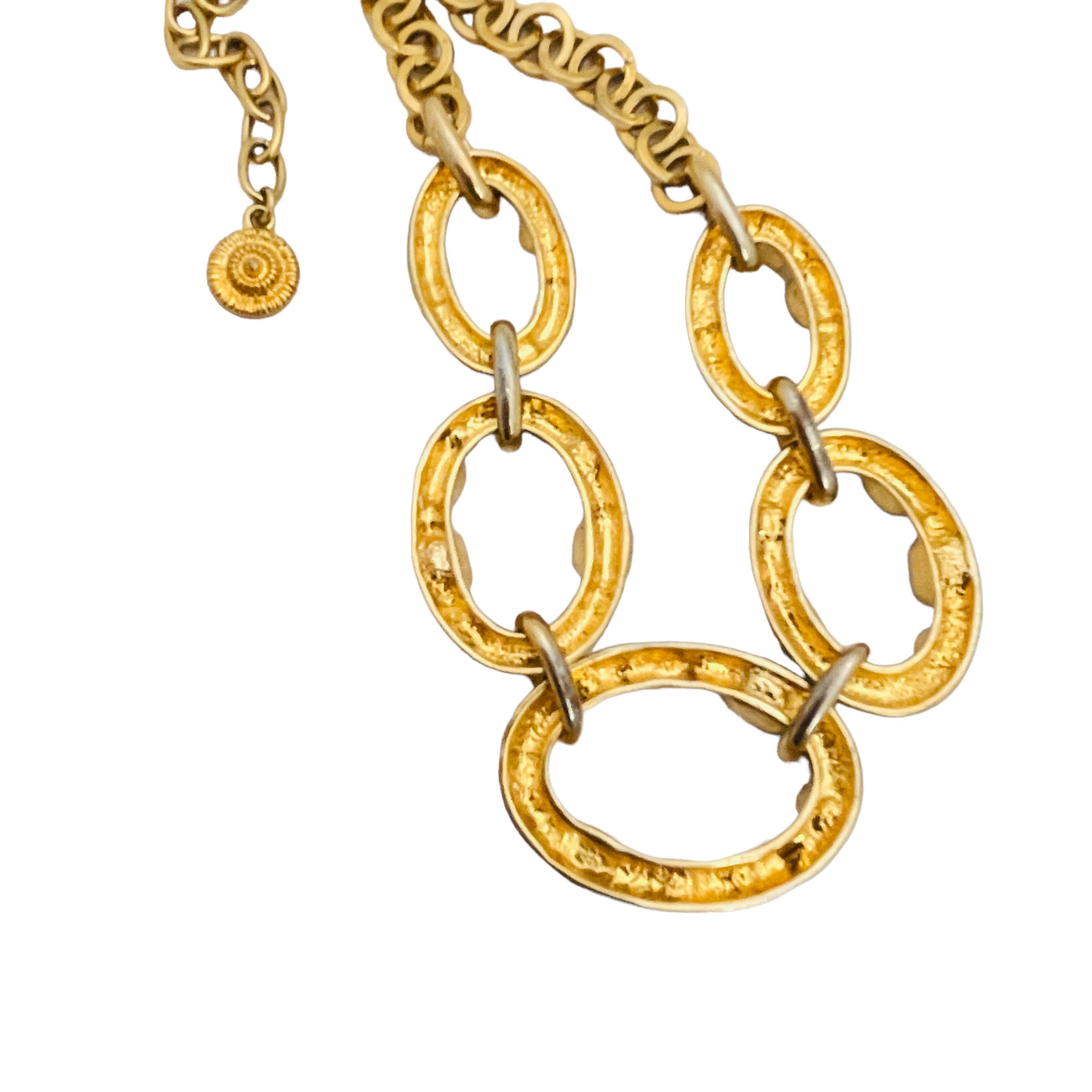 Vintage GRAZIANO Designer-Laufsteg-Halskette aus Gold mit Türkis-Strass für Damen oder Herren im Angebot