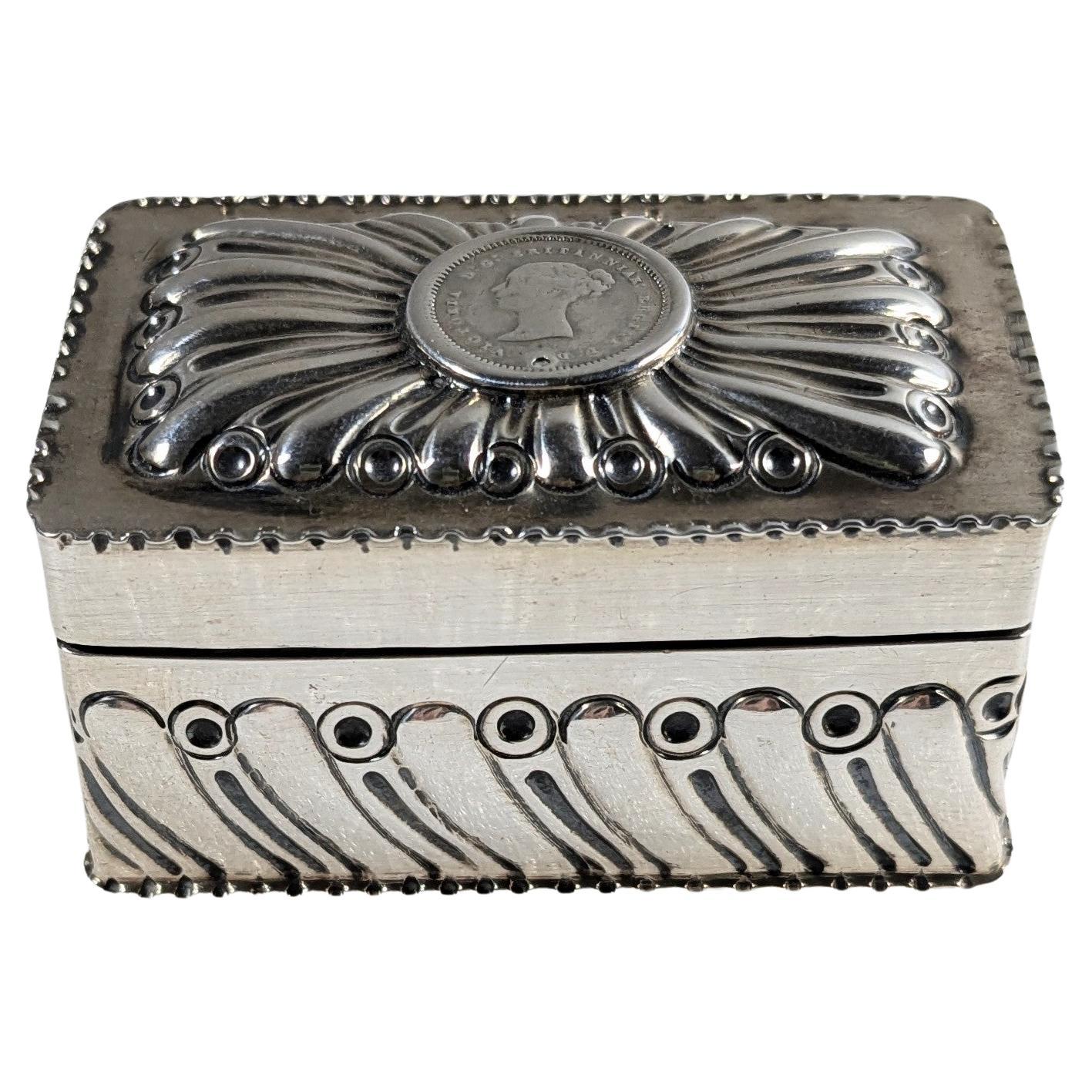 Vintage Großbritannien Silber 3  Pillbox „Victoria“ 1838 - 1887