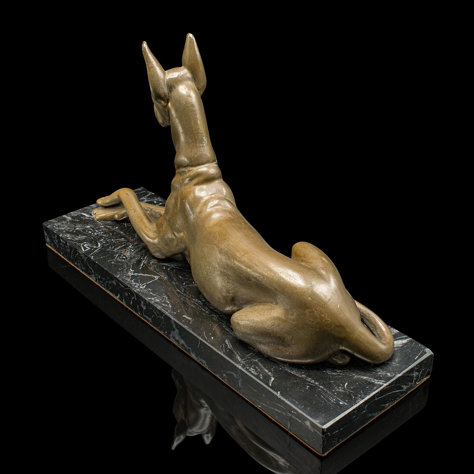 Figura di alano d'epoca, inglese, ottone, statua di cane, marmo, Art Deco, C.1930 in vendita 3