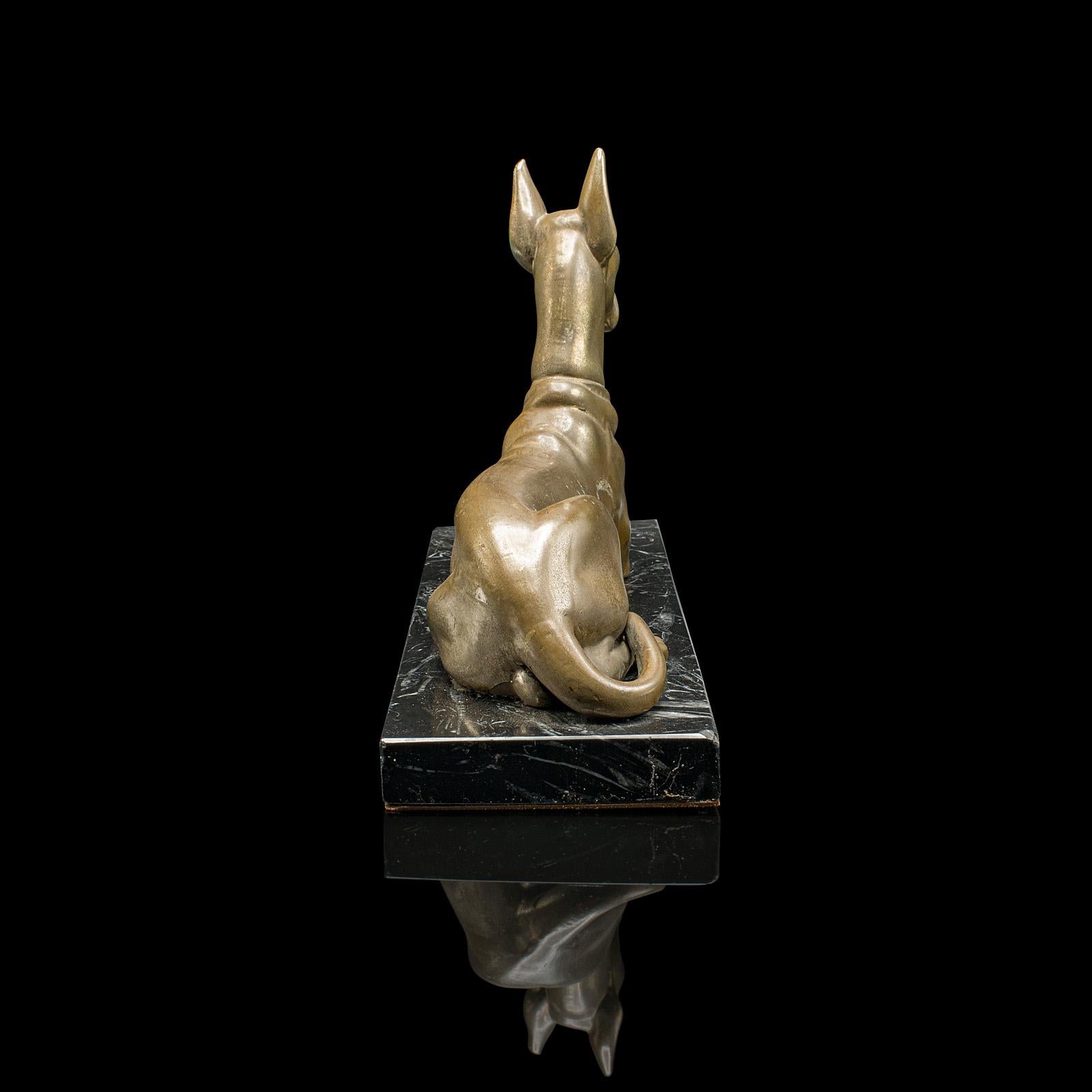 Britannico Figura di alano d'epoca, inglese, ottone, statua di cane, marmo, Art Deco, C.1930 in vendita
