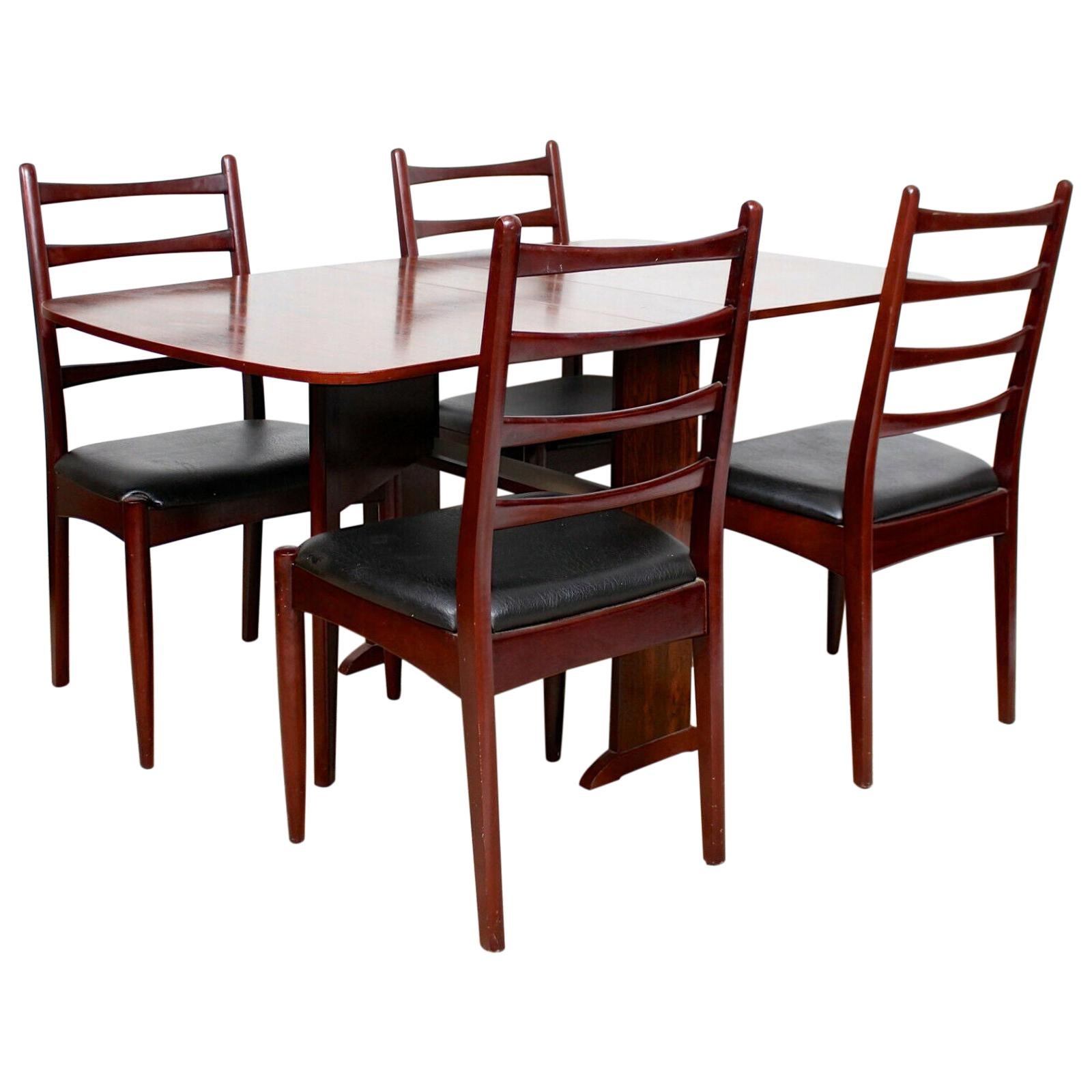 Vintage Greaves Thomas Rosewood Dining Table and 4 Chairs For Sale