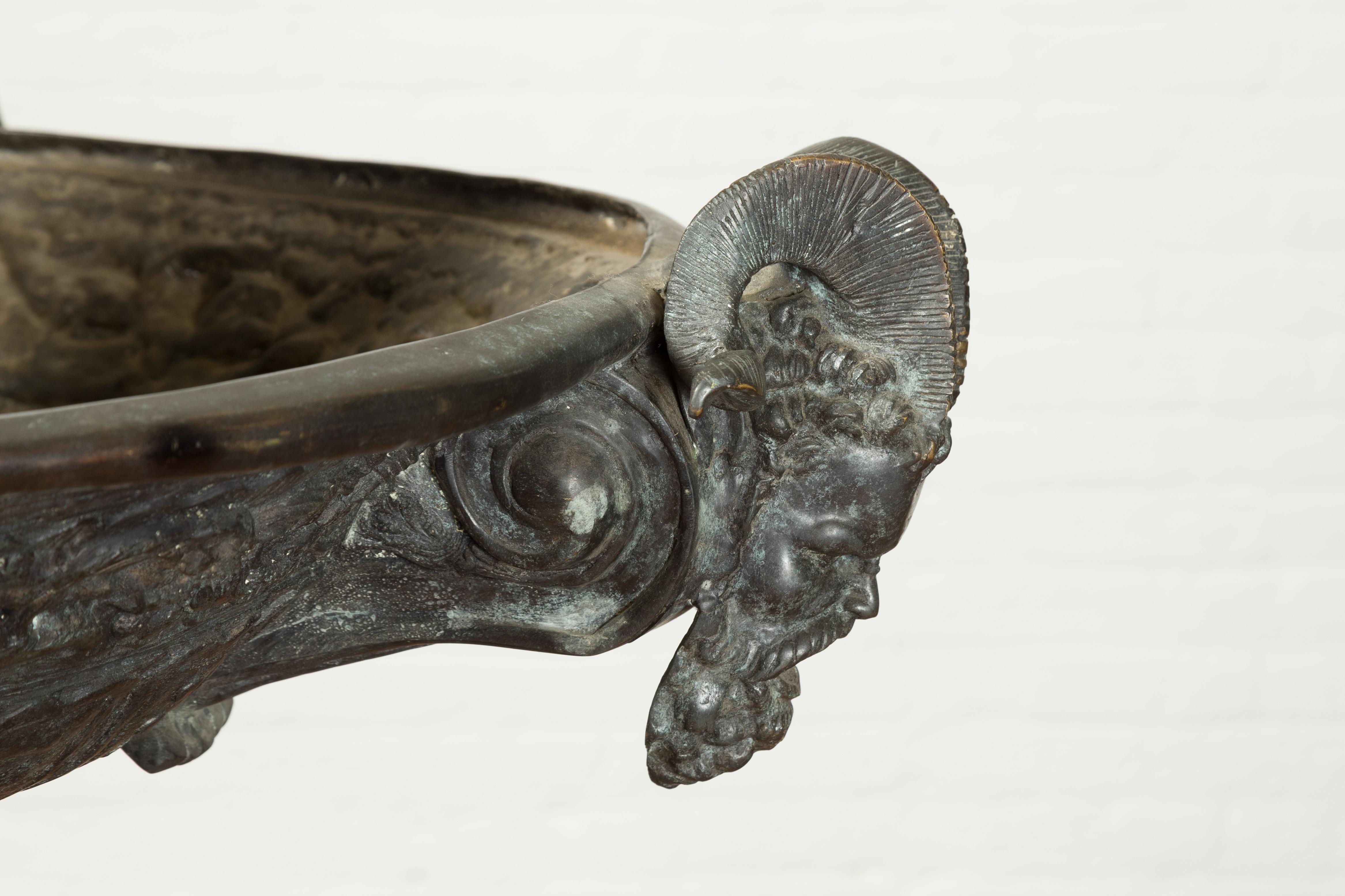 Vintage Greco-Roman Style Cast Bronze Fountain with Nymph, Tritons and Putti For Sale 6
