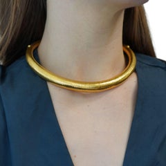 Vintage Lalaounis Greek 18k Hammered Gold Mechanical Collar Necklace