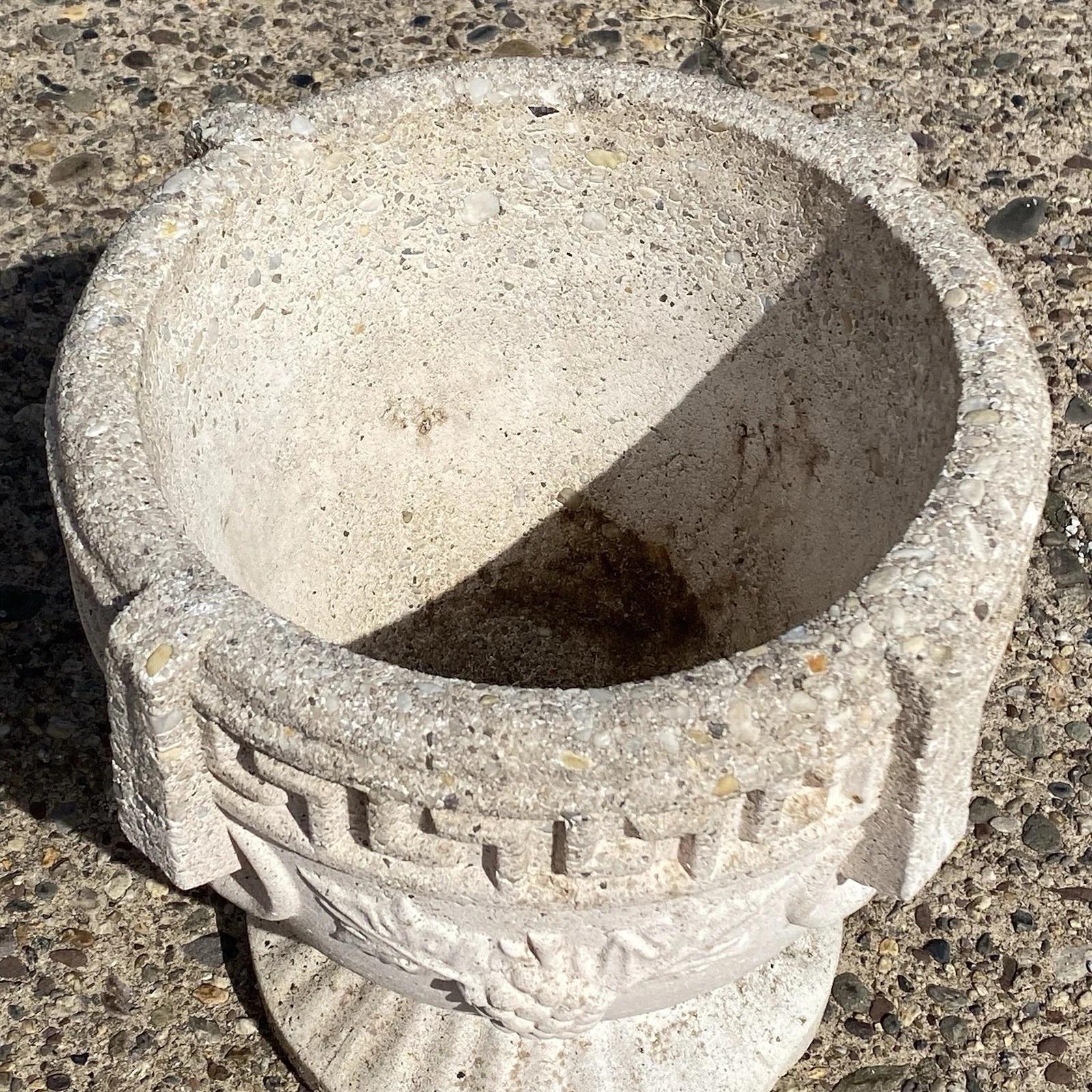 20th Century Vintage Greek Classical Style Concrete Greek Key Garden Flower Planter Pot, Pair For Sale