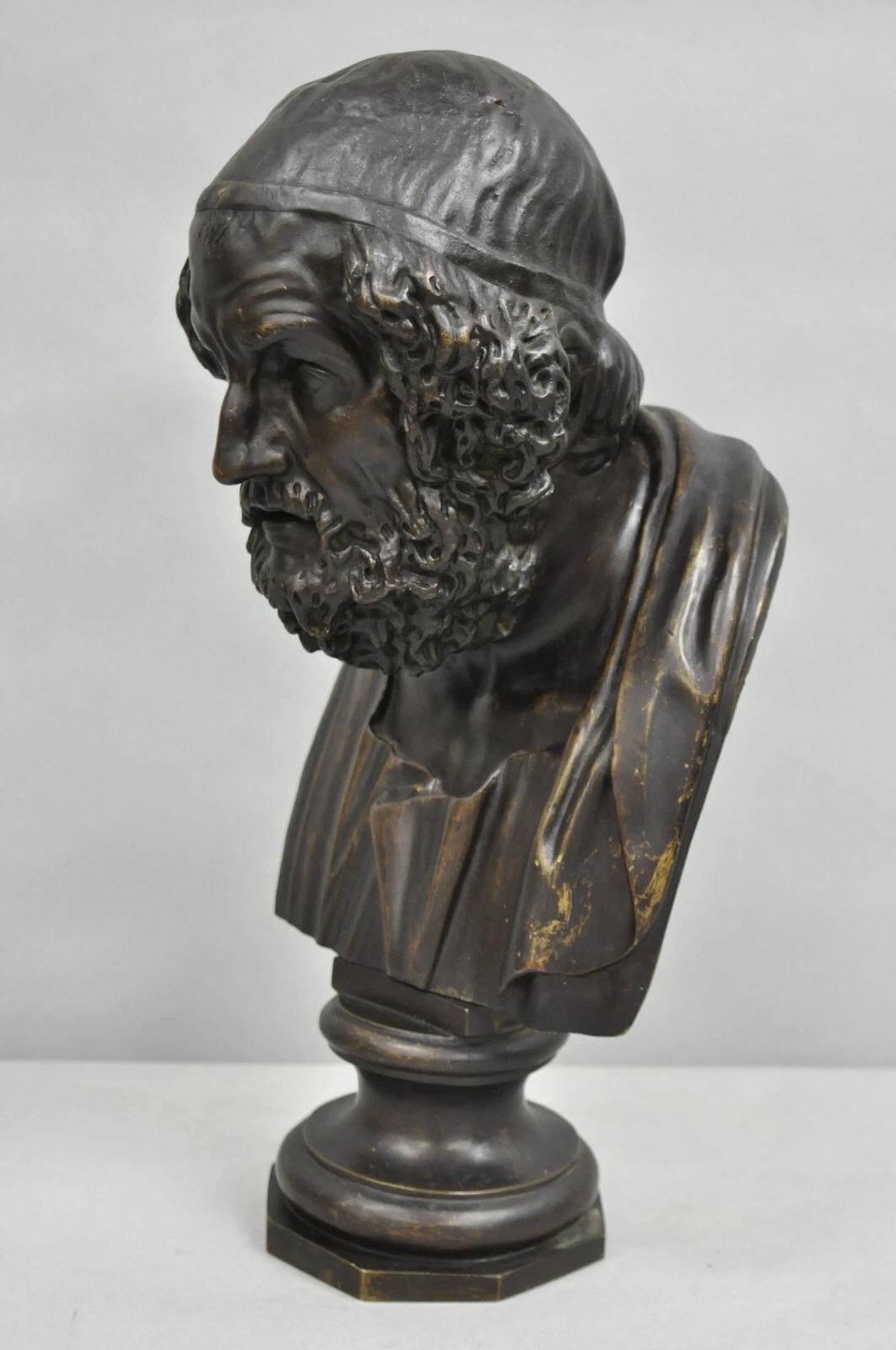 Scultura di Homer in bronzo fuso patinato d'epoca in stile greco-classico in vendita 3