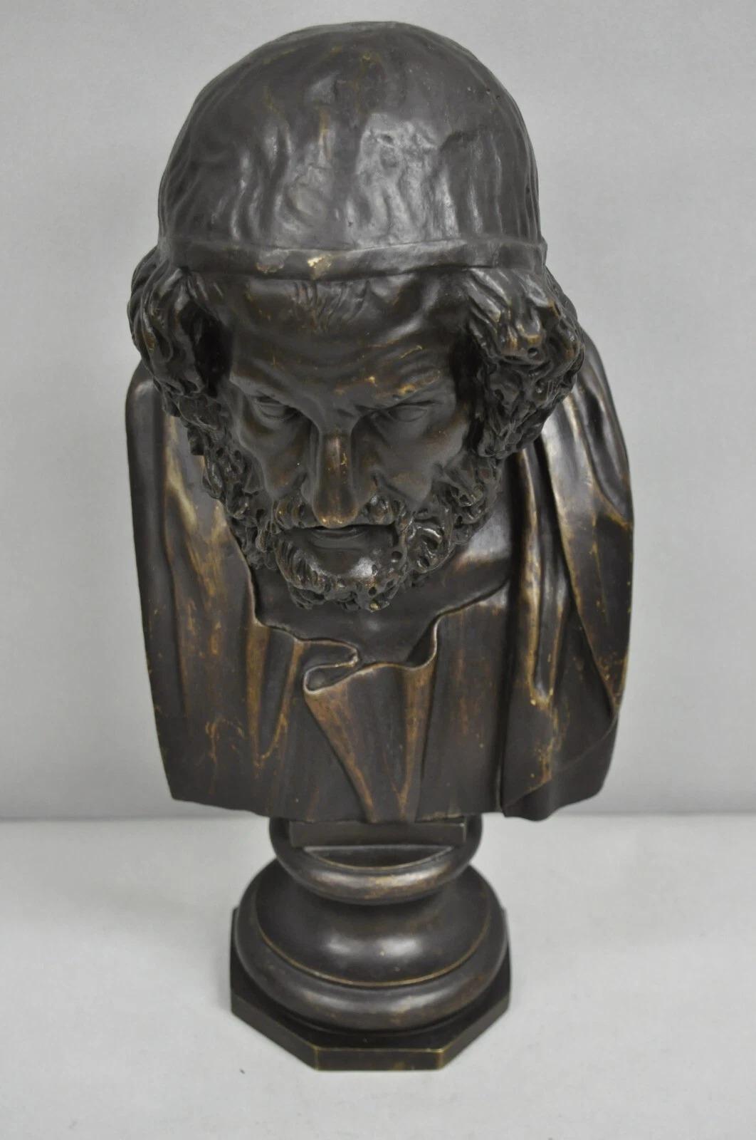 Scultura di Homer in bronzo fuso patinato d'epoca in stile greco-classico in vendita 4