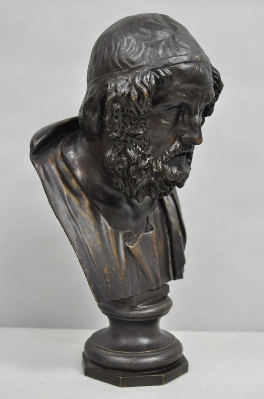Scultura di Homer in bronzo fuso patinato d'epoca in stile greco-classico in vendita 5