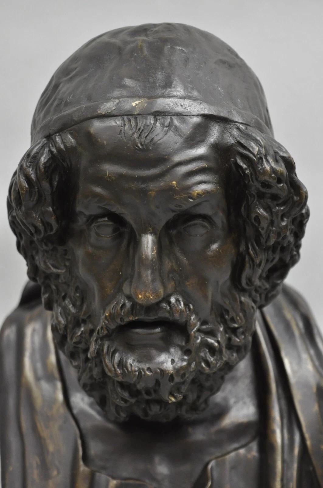 Altro Scultura di Homer in bronzo fuso patinato d'epoca in stile greco-classico in vendita