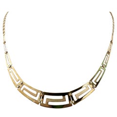 Halskette aus 14 Karat Gold mit griechischem Design und Satin-Finish