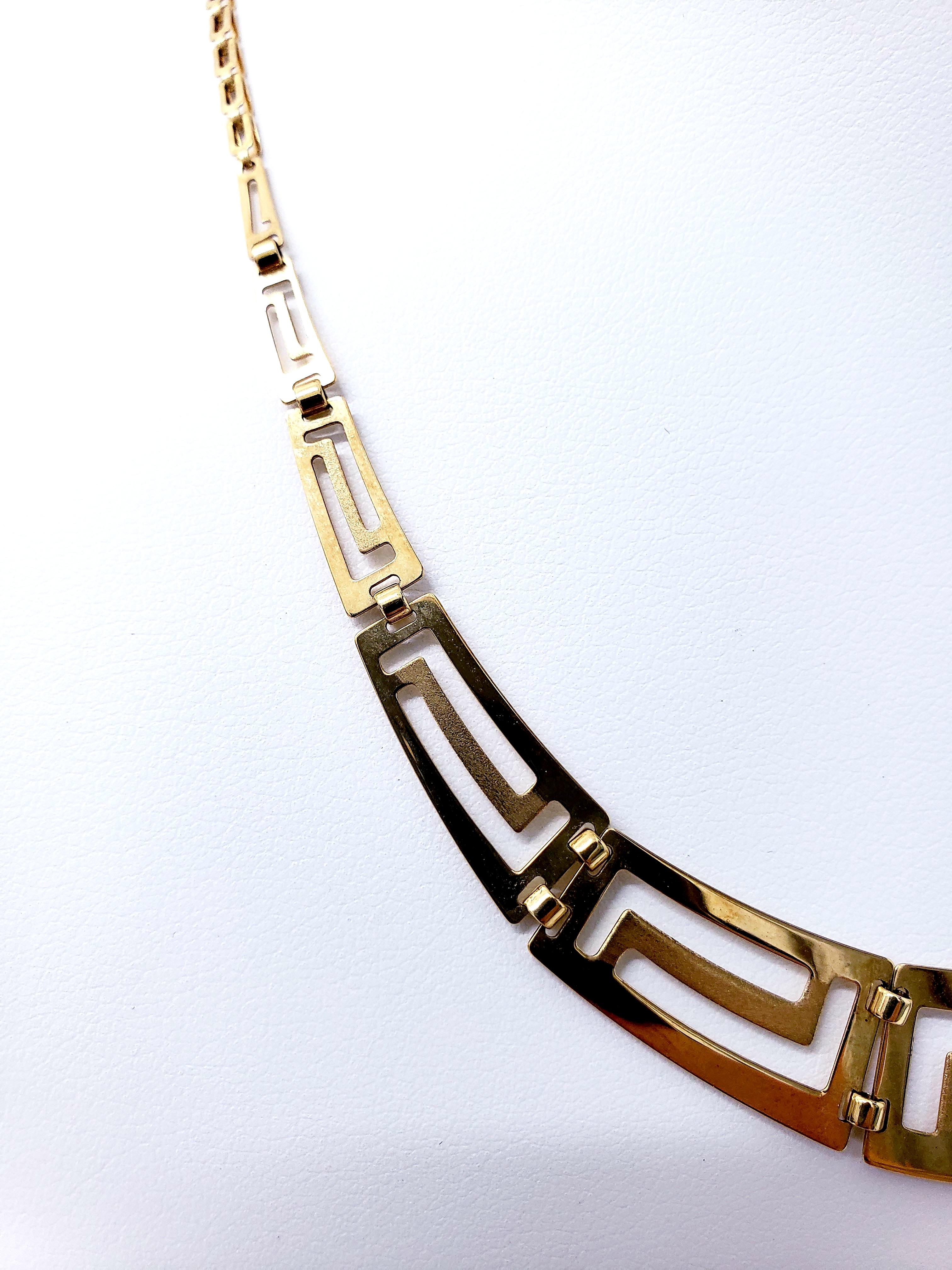 Halskette aus 14 Karat Gold mit griechischem Design und Satin-Finish (Klassisch-griechisch) im Angebot