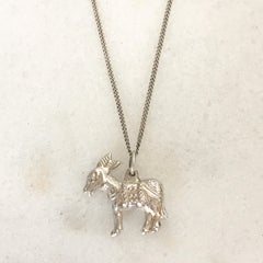 Vintage Greek Donkey Charm Silver Pendant