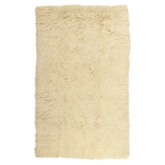Antique Natural Greek Flokati Rug with Mid-Century Modern Style