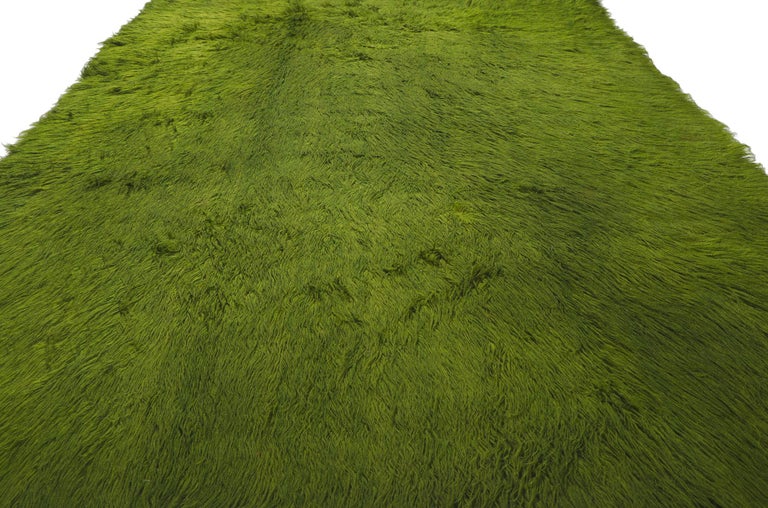 Vintage Greek Flokati Rug with Modern Biophilic Design at 1stDibs