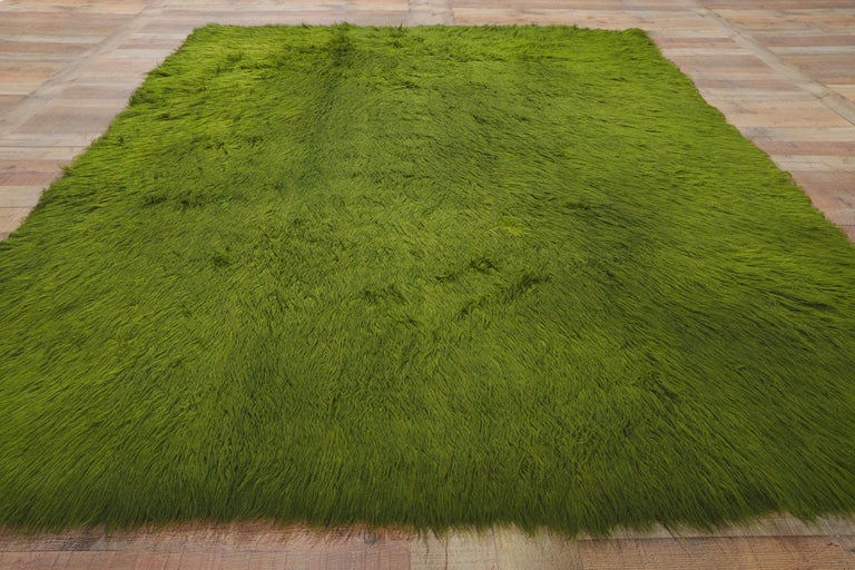 Vintage Greek Flokati Rug with Modern Biophilic Design at 1stDibs