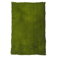 Vintage Green Greek Flokati Rug, Midcentury Modern meets Biophilic Design