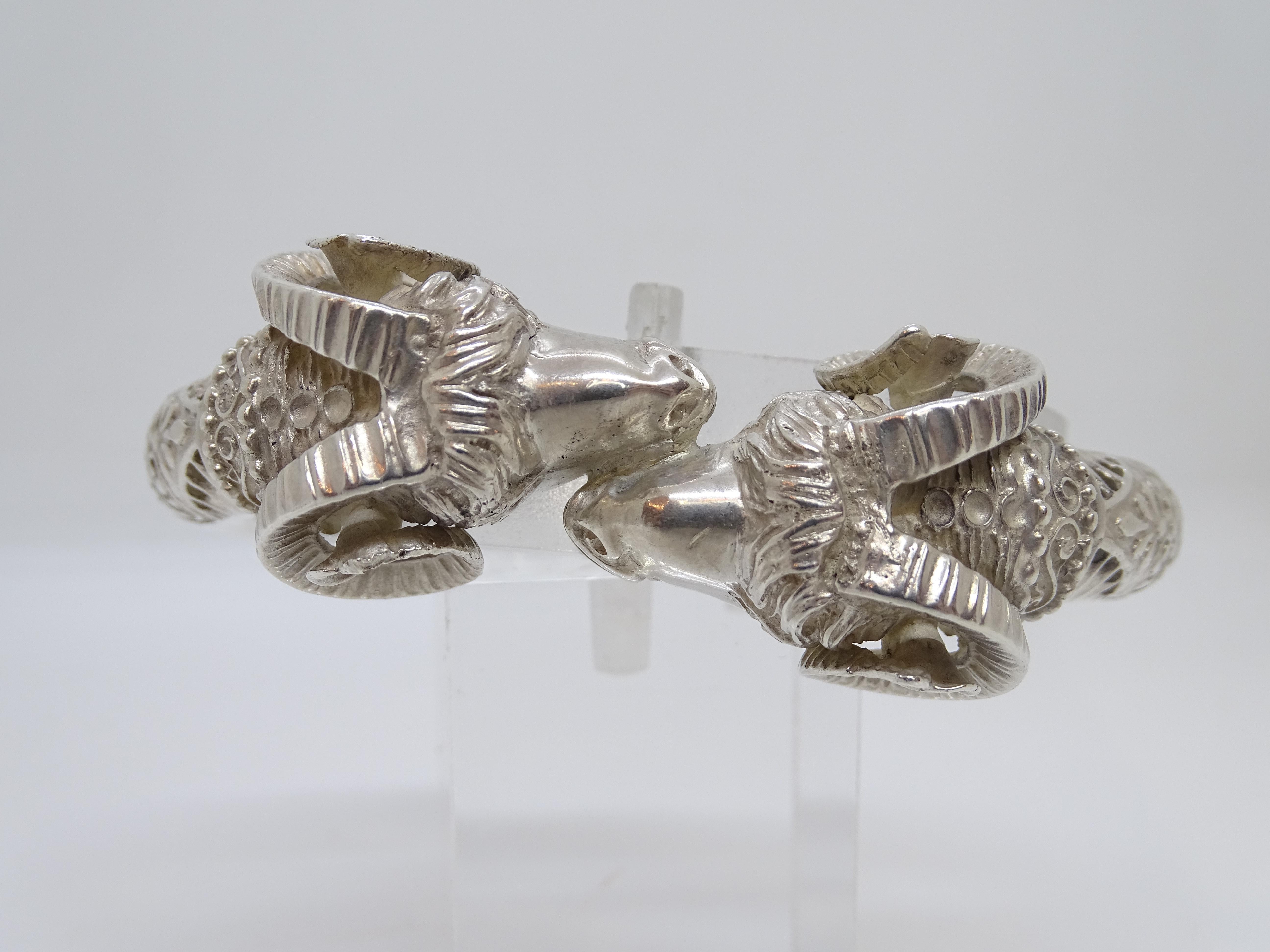 Gioielli greci d'epoca Bracciale con testa di ariete / Bangle in argento 925 in vendita 8