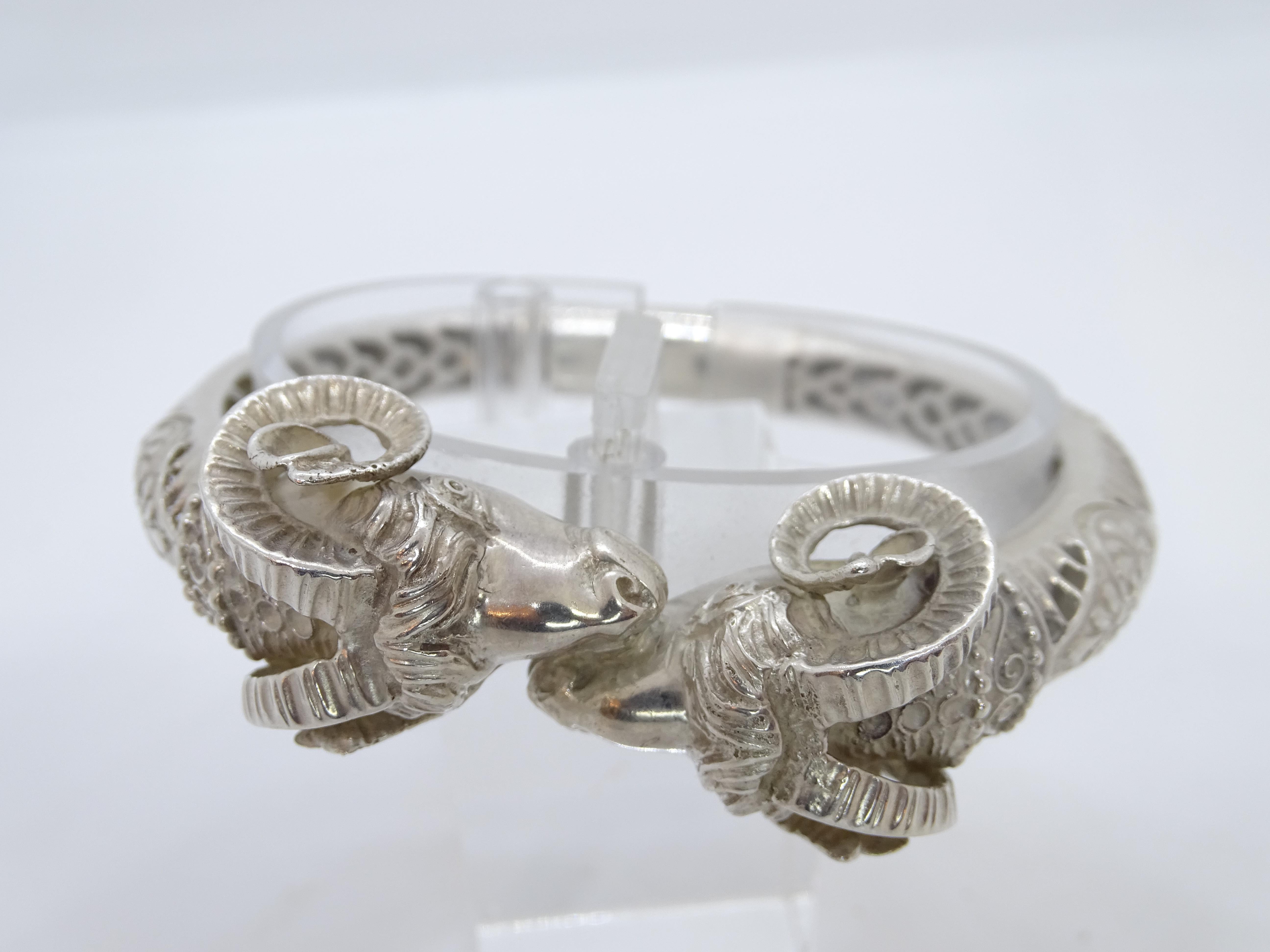 Gioielli greci d'epoca Bracciale con testa di ariete / Bangle in argento 925 in vendita 13