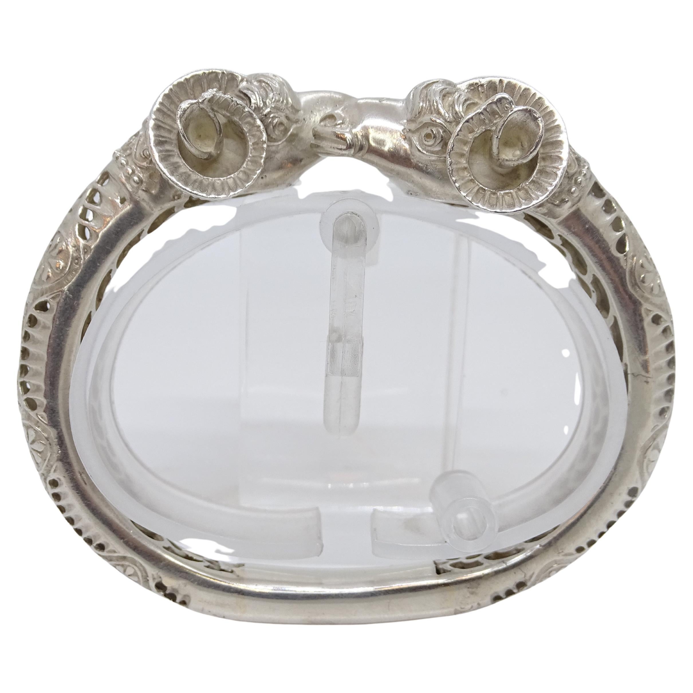 Gioielli greci d'epoca Bracciale con testa di ariete / Bangle in argento 925